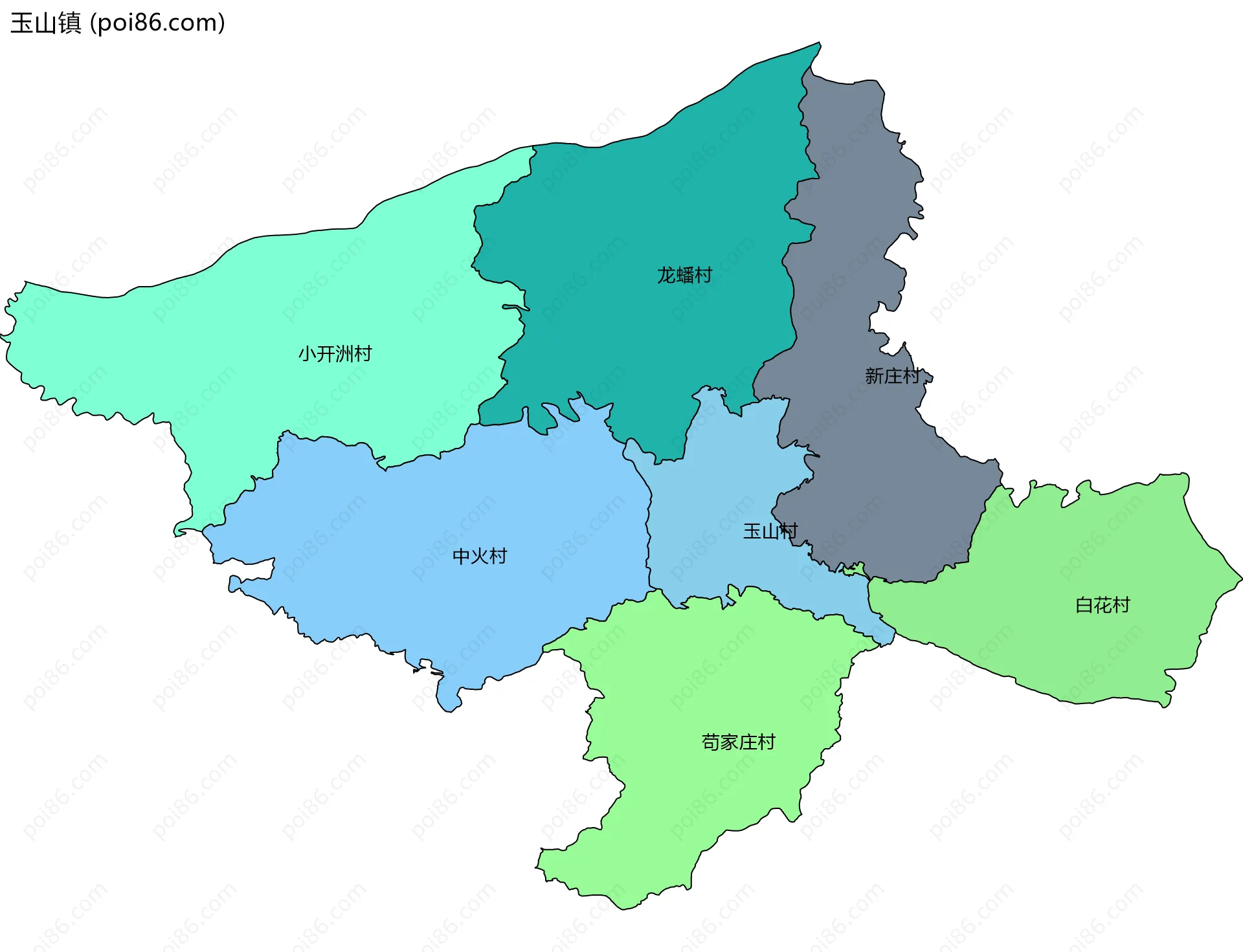 玉山镇边界地图(五级行政区划)