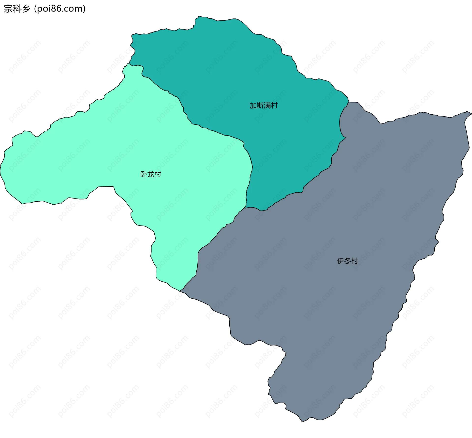 宗科乡边界地图(五级行政区划)
