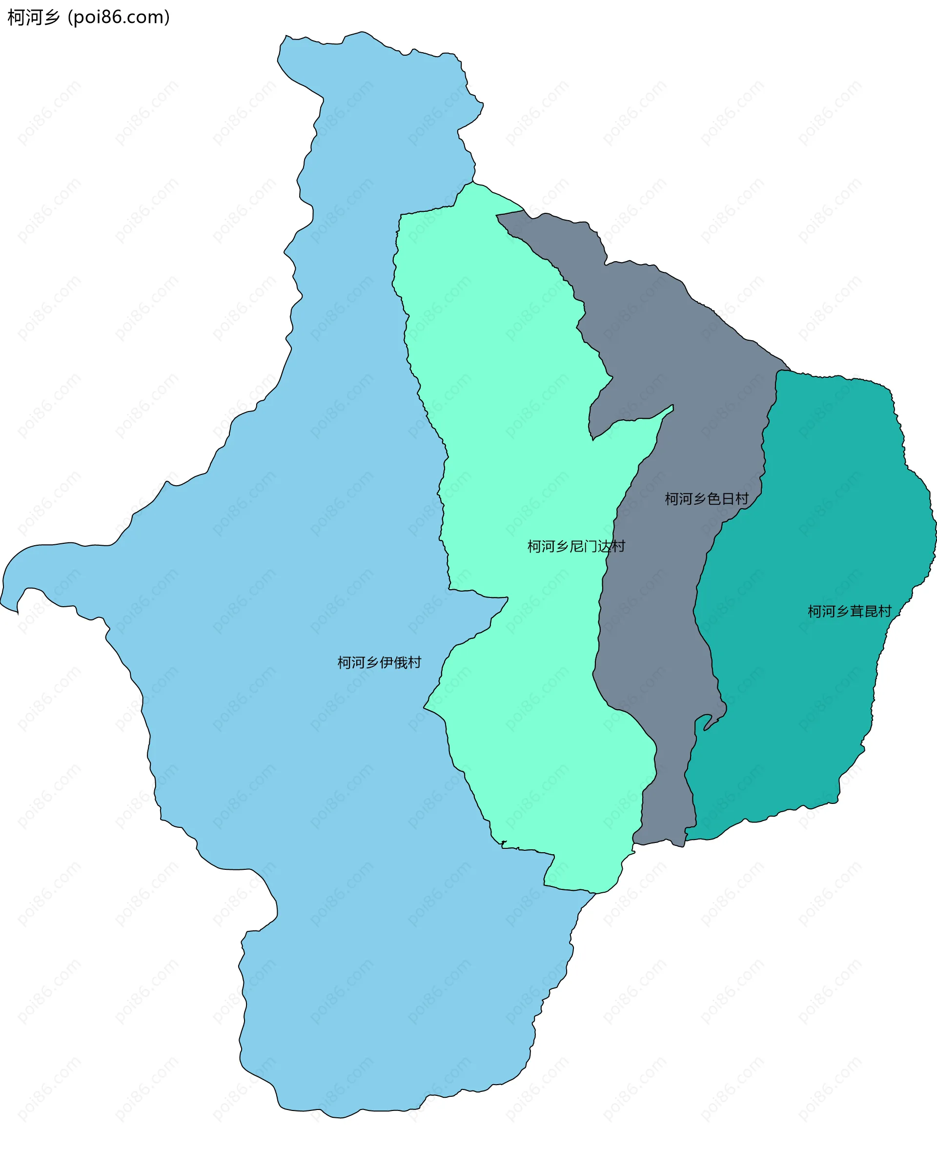 柯河乡边界地图(五级行政区划)