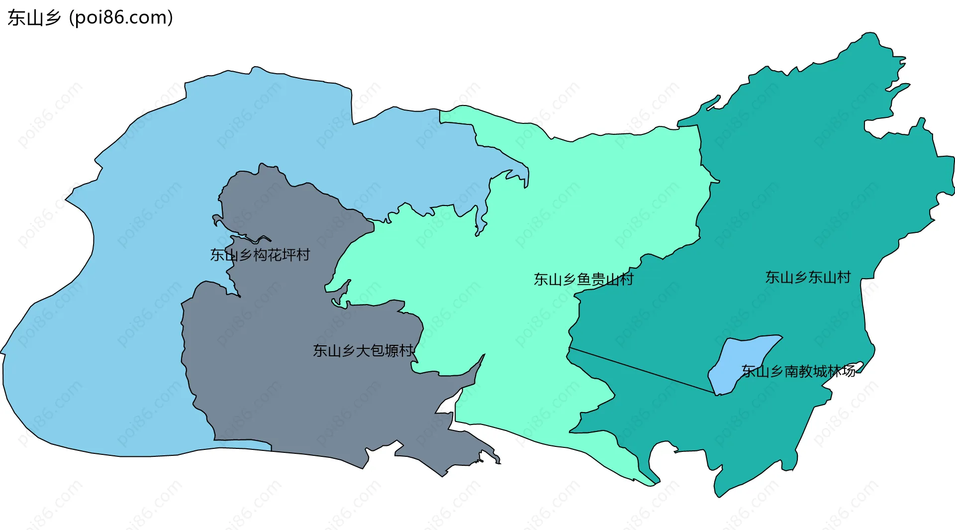 东山乡边界地图(五级行政区划)