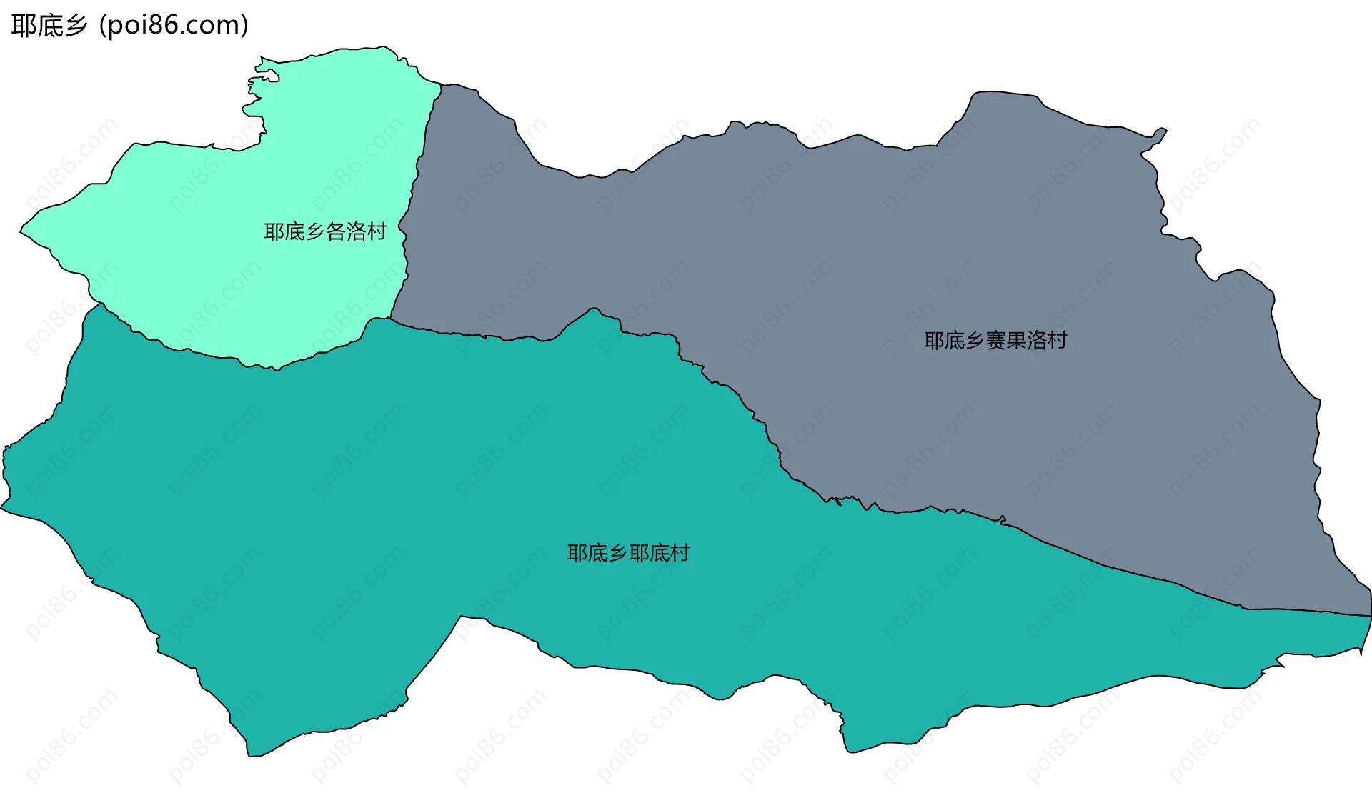 耶底乡边界地图(五级行政区划)