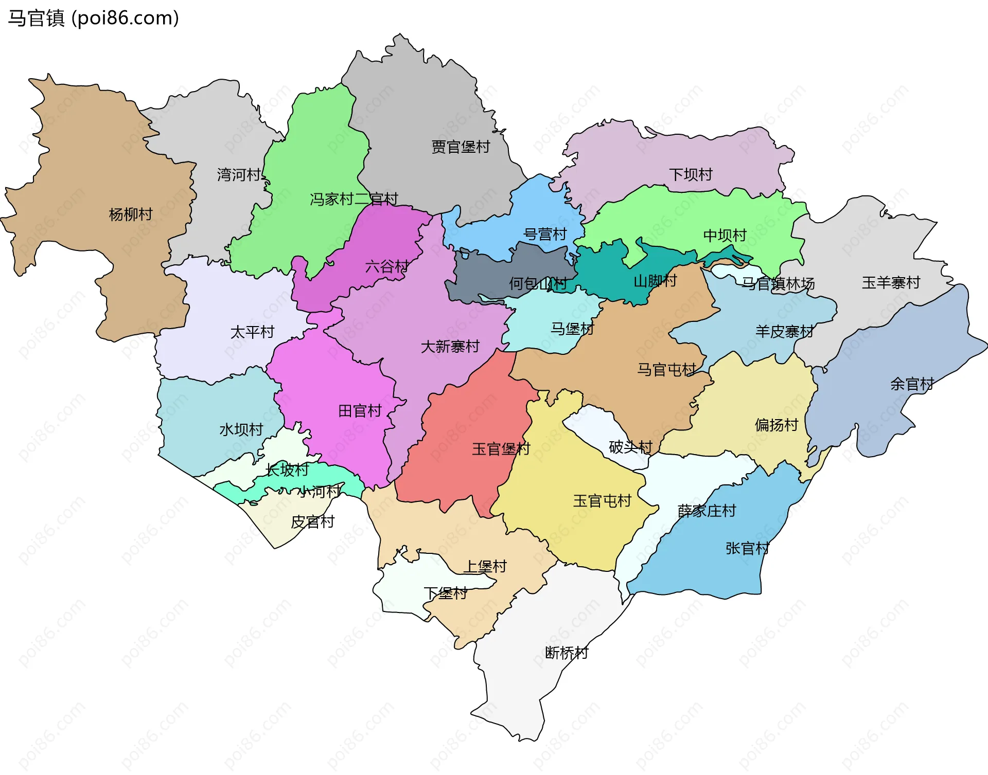 马官镇边界地图(五级行政区划)