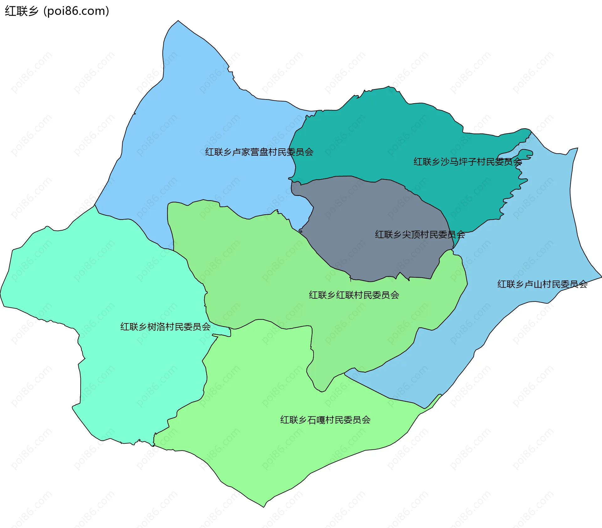 红联乡边界地图(五级行政区划)