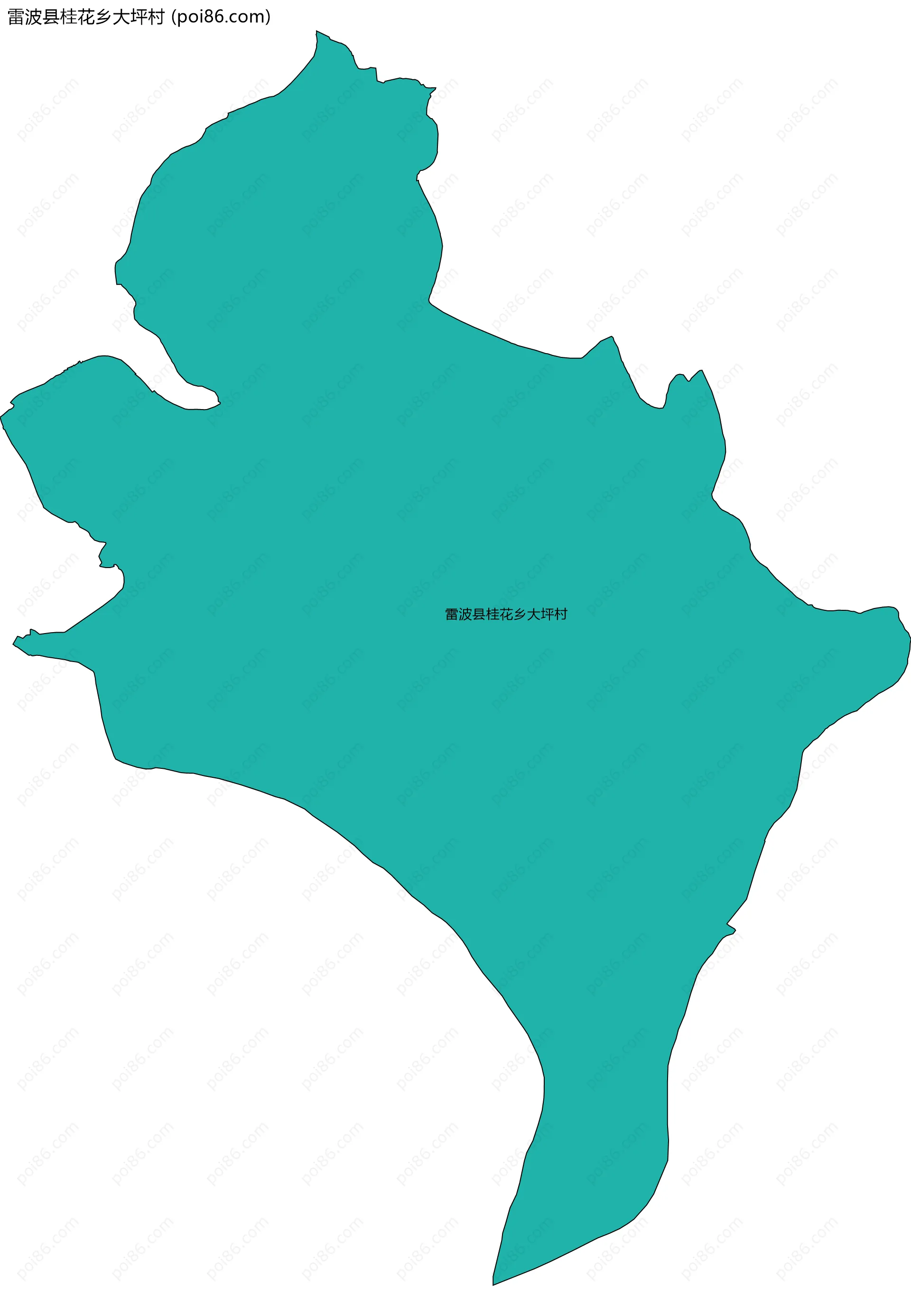 雷波县桂花乡大坪村边界地图