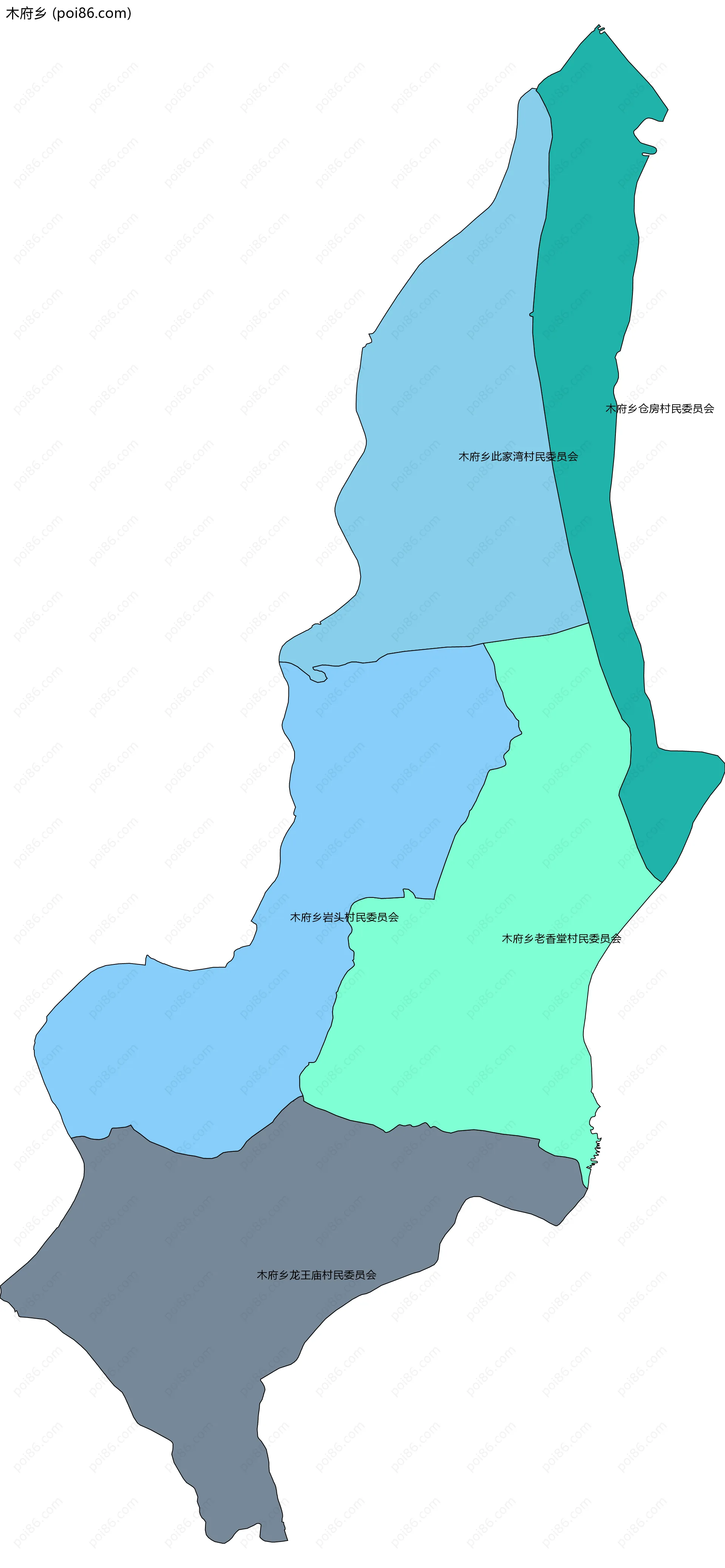 木府乡边界地图(五级行政区划)
