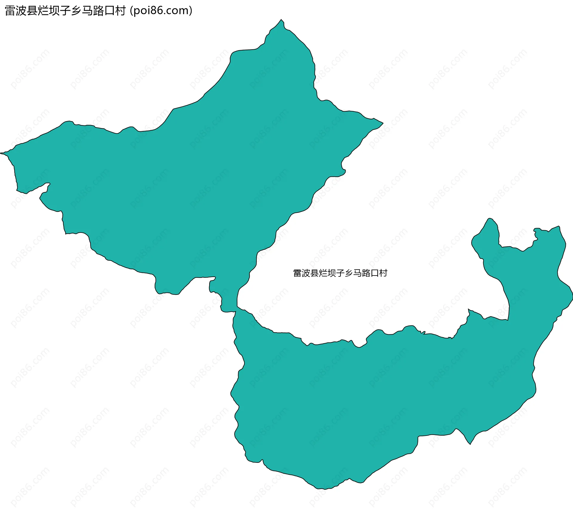 雷波县烂坝子乡马路口村边界地图