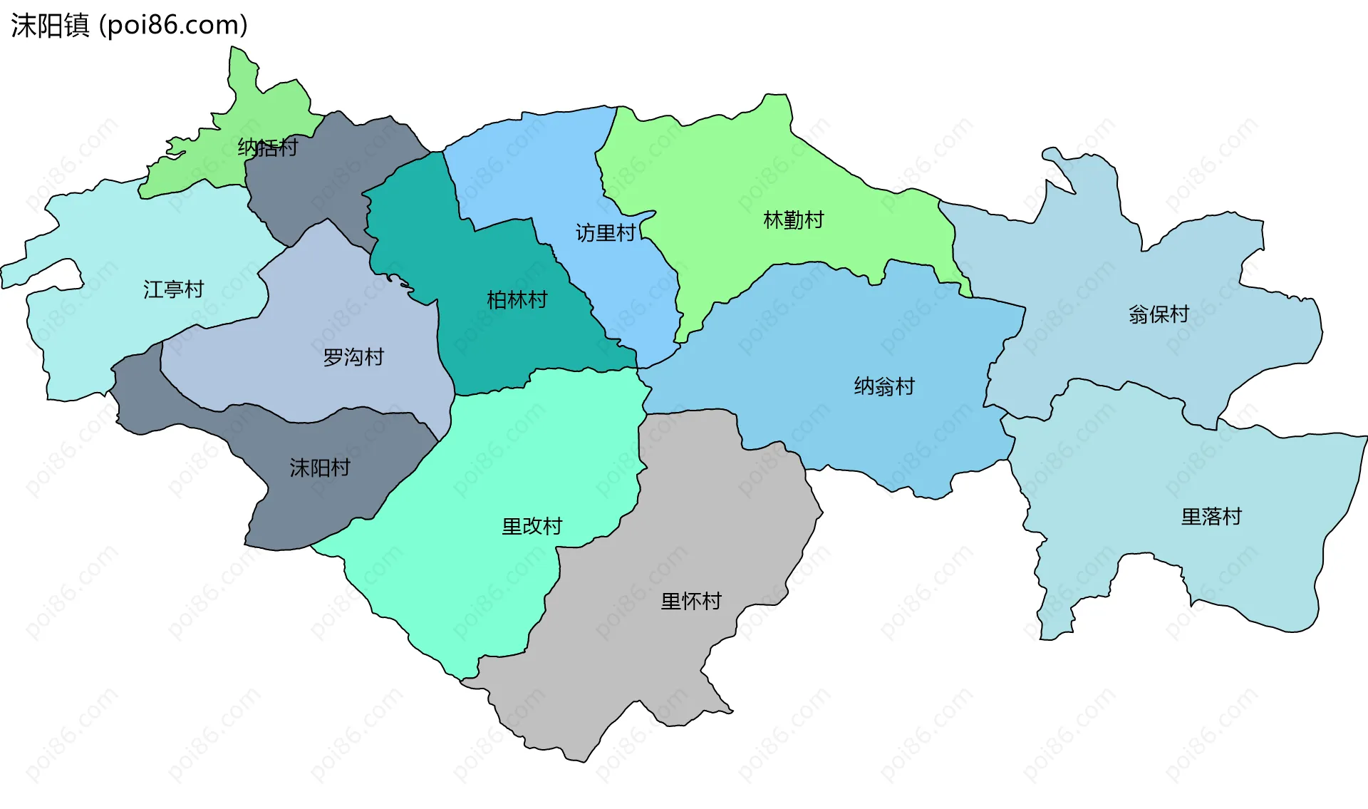 沫阳镇边界地图(五级行政区划)