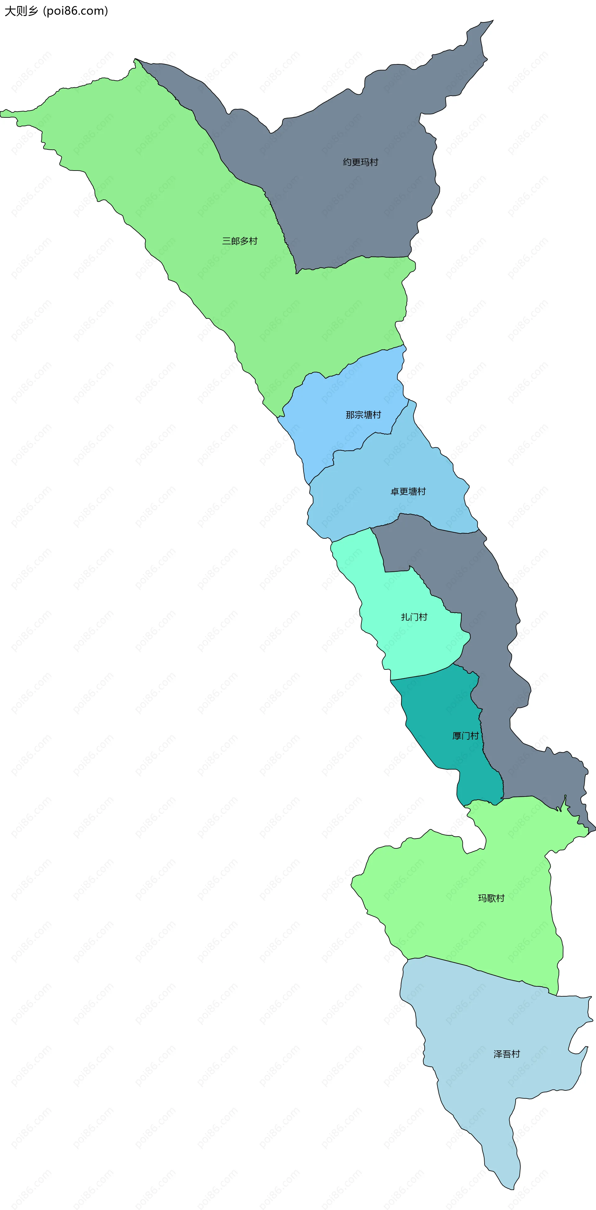 大则乡边界地图(五级行政区划)