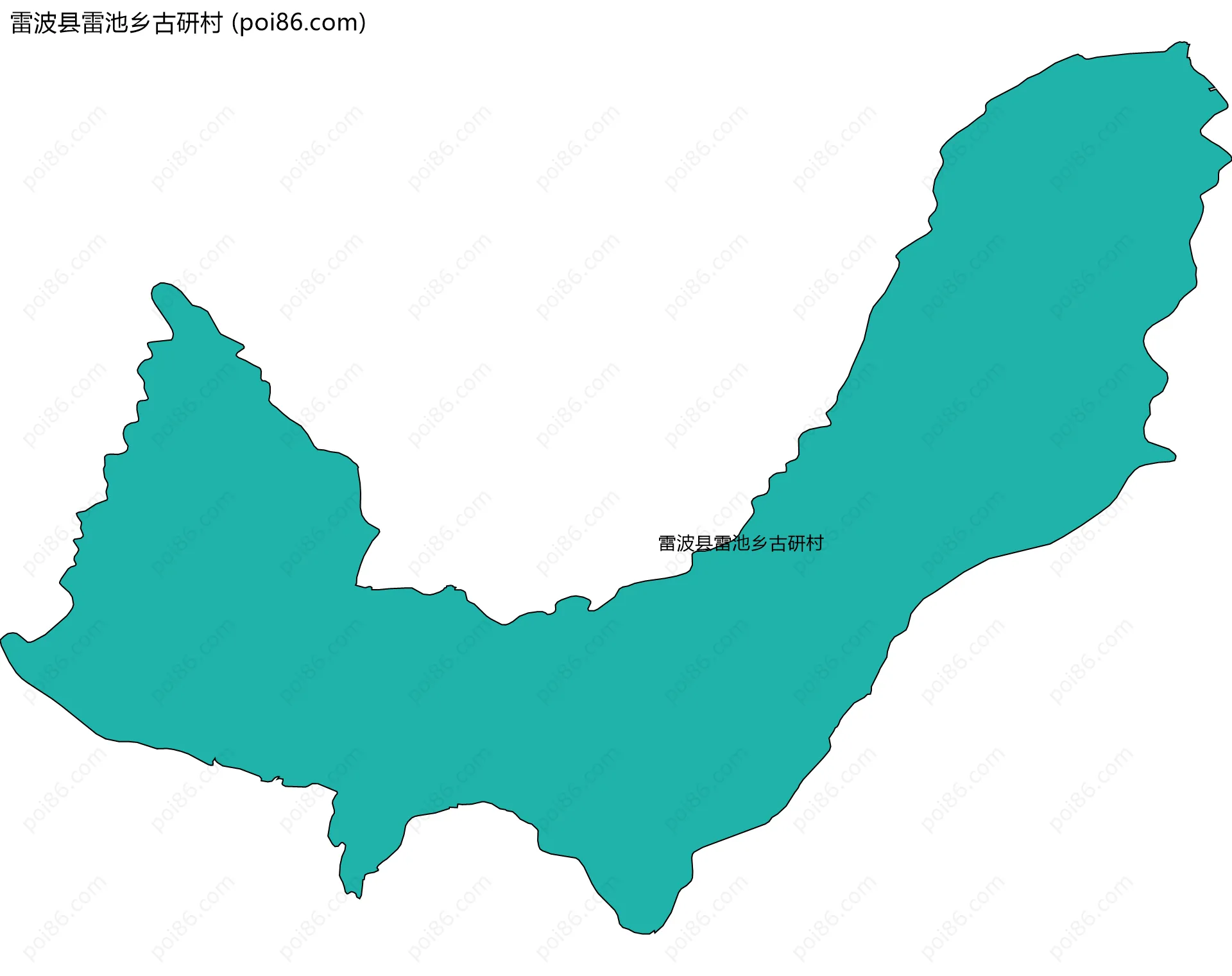 雷波县雷池乡古研村边界地图