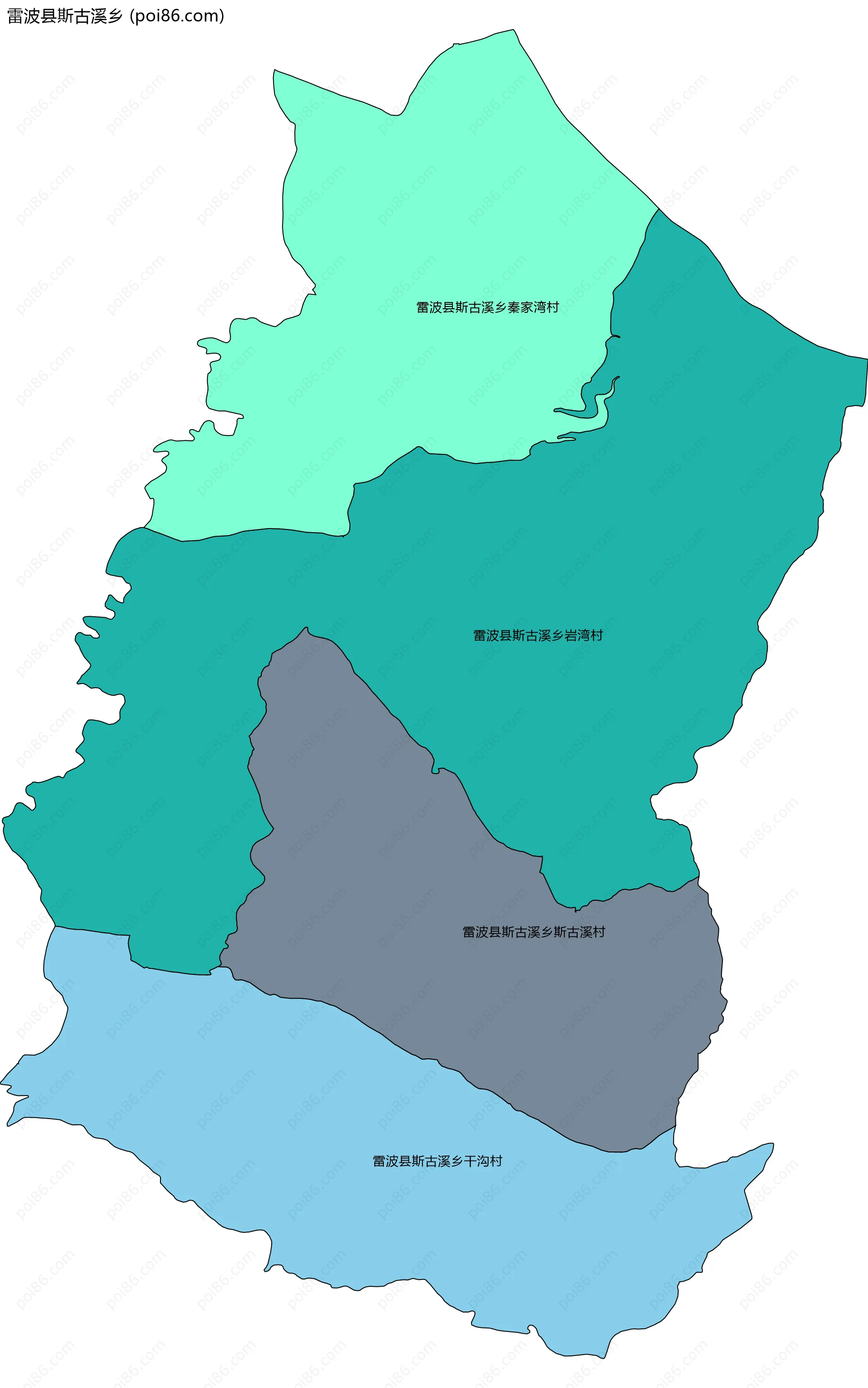 雷波县斯古溪乡边界地图(五级行政区划)