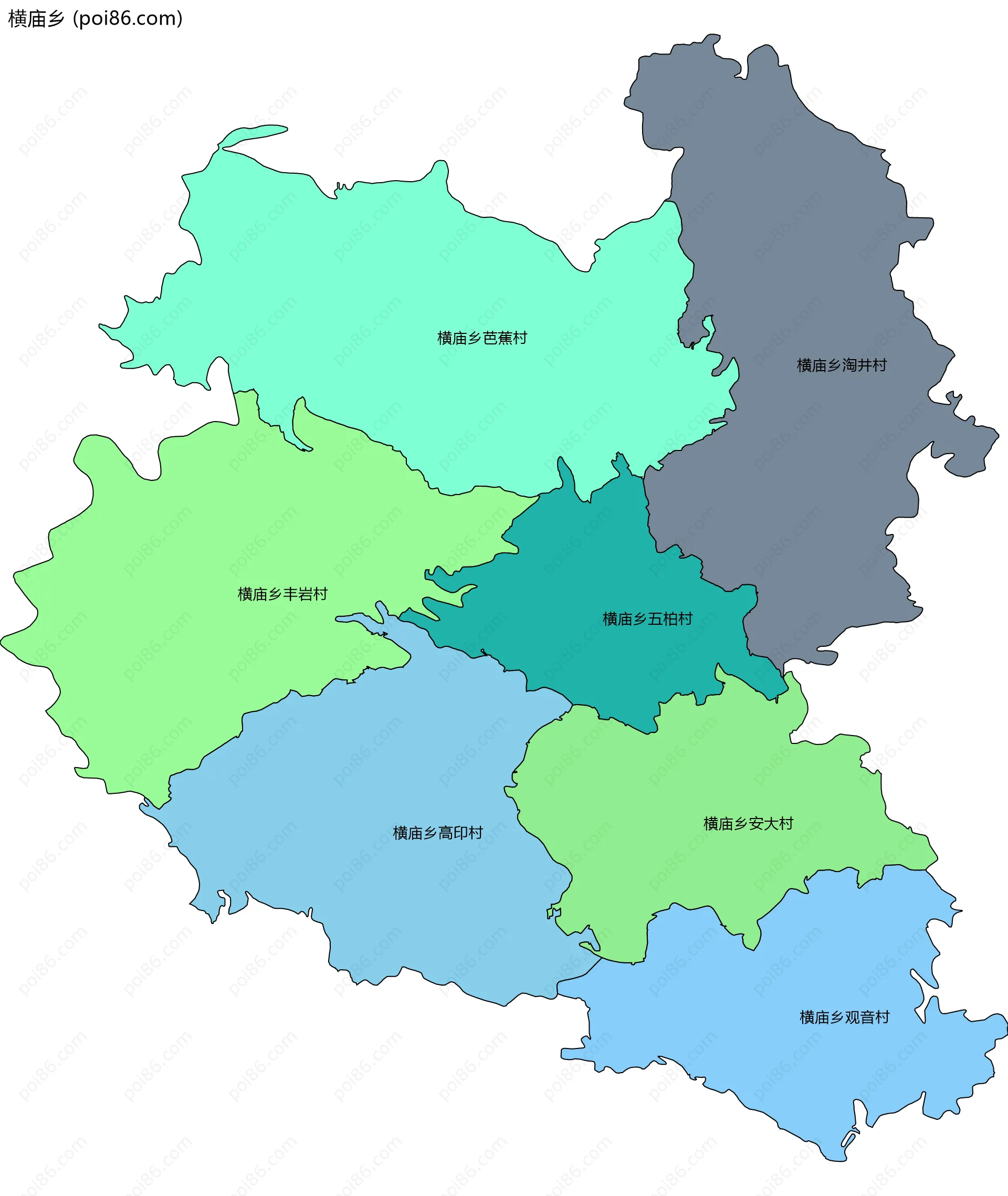 横庙乡边界地图(五级行政区划)