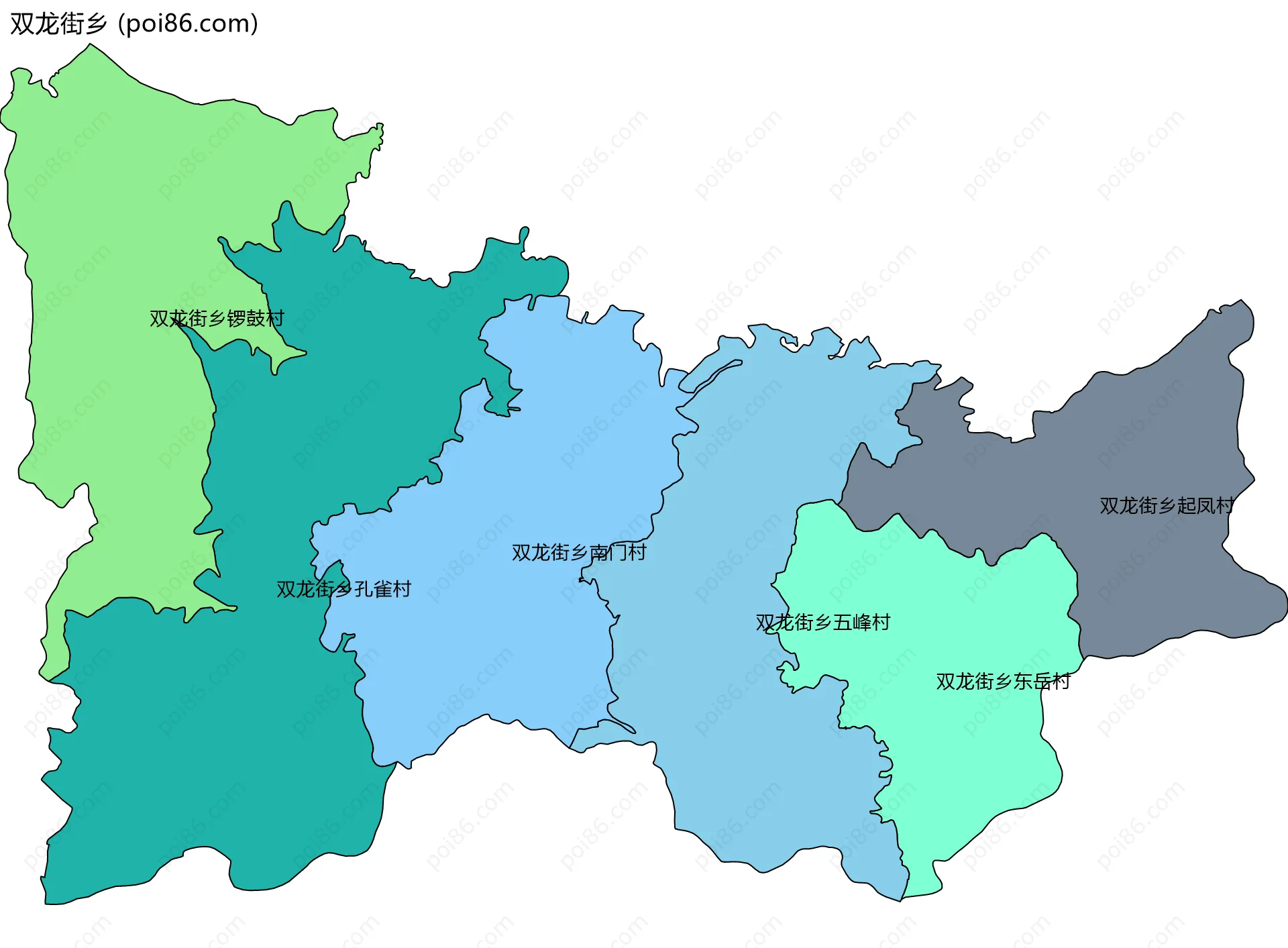 双龙街乡边界地图(五级行政区划)