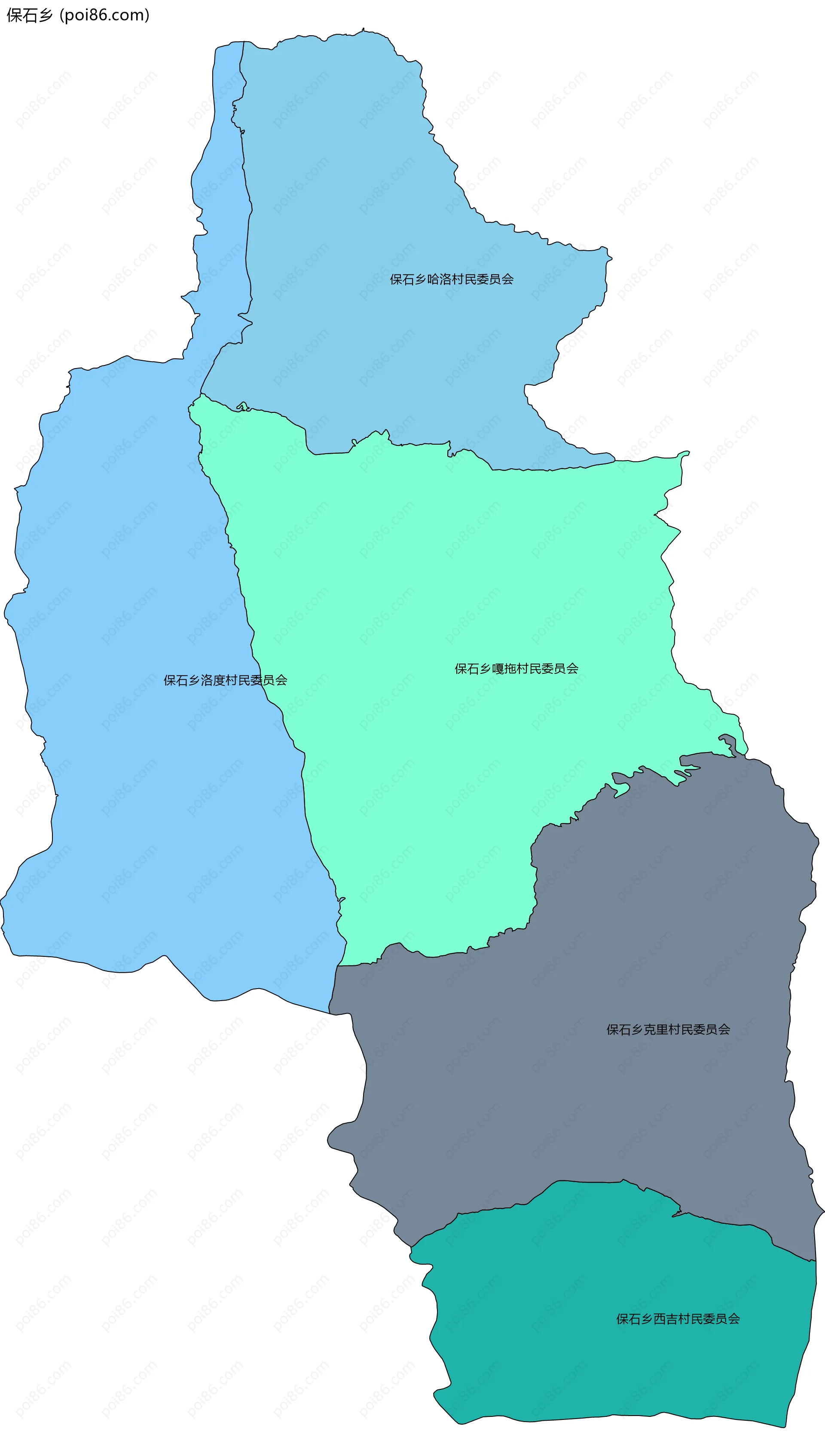 保石乡边界地图(五级行政区划)