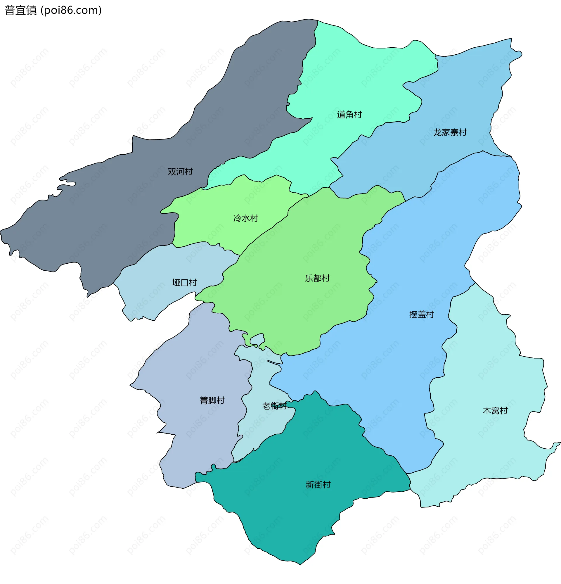 普宜镇边界地图(五级行政区划)