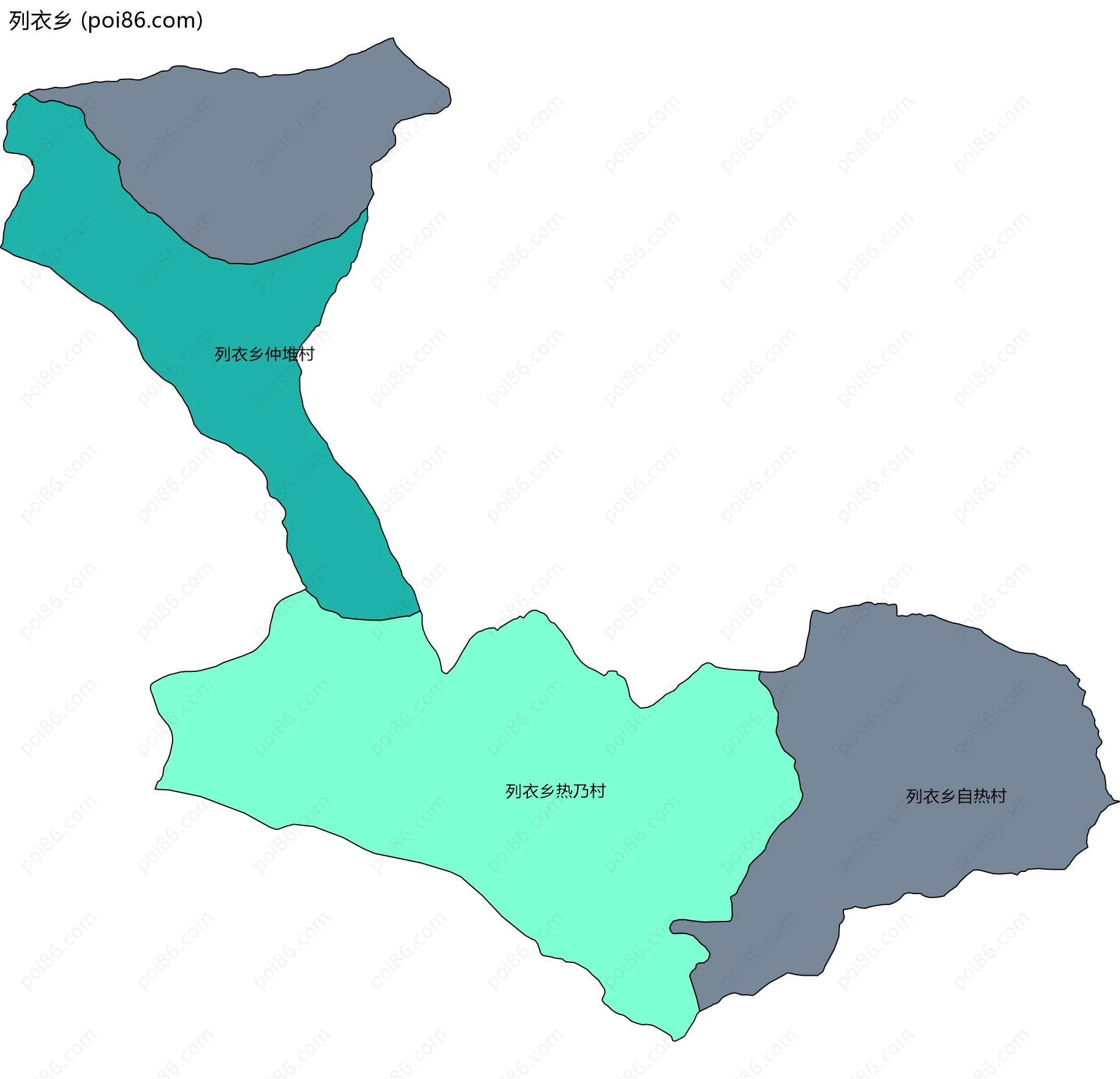 列衣乡边界地图(五级行政区划)