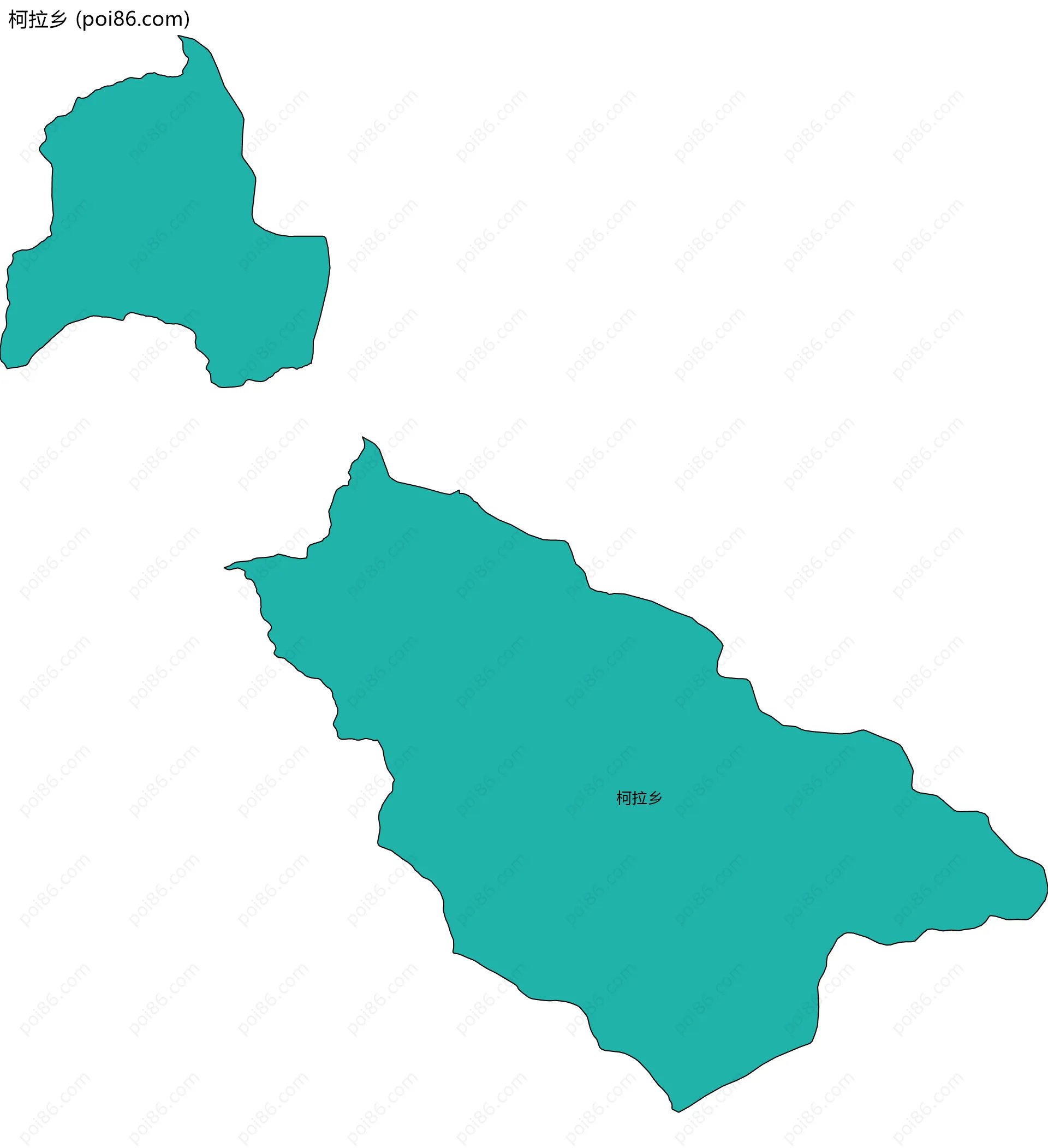 柯拉乡边界地图(五级行政区划)