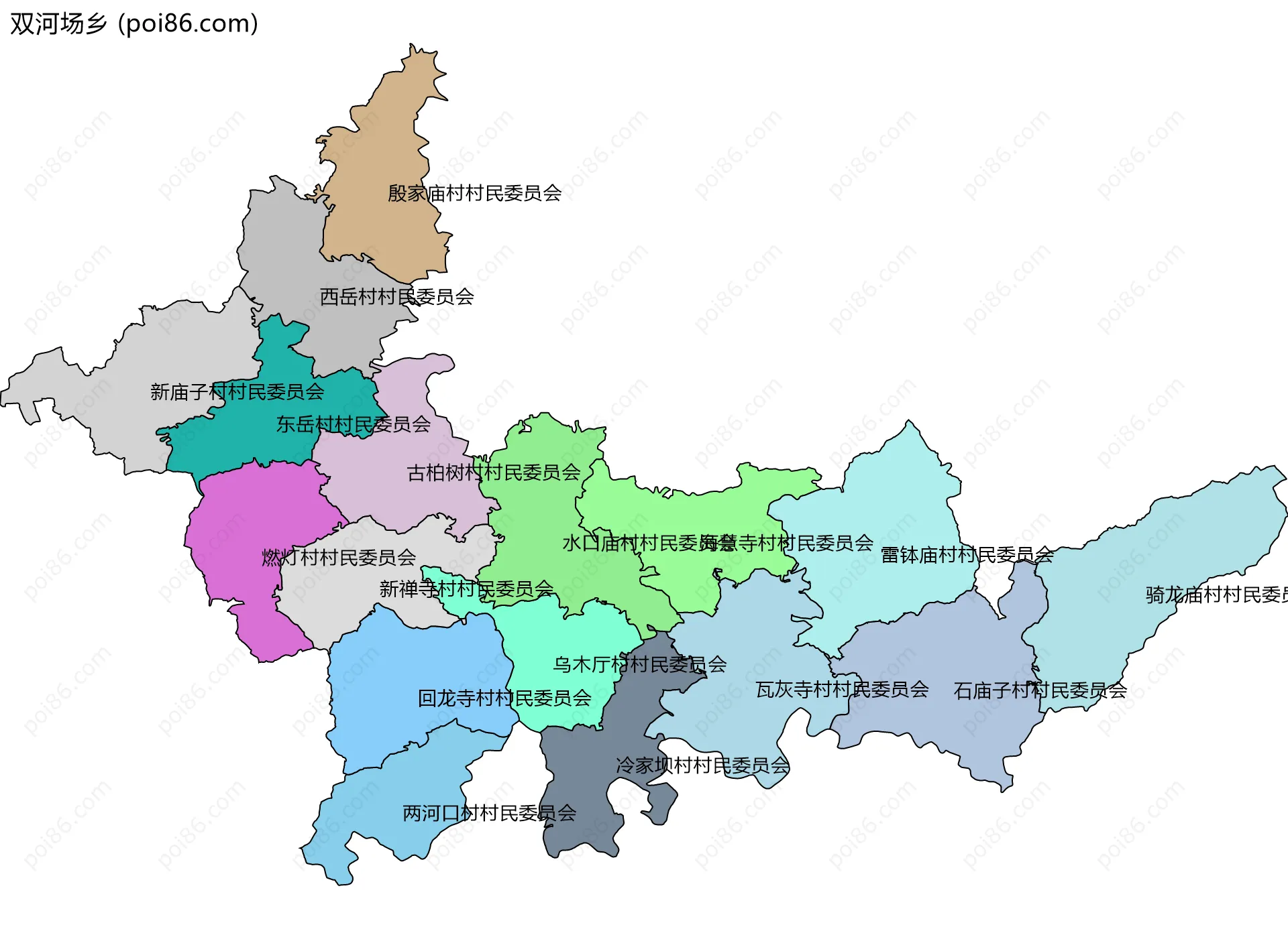 双河场乡边界地图(五级行政区划)