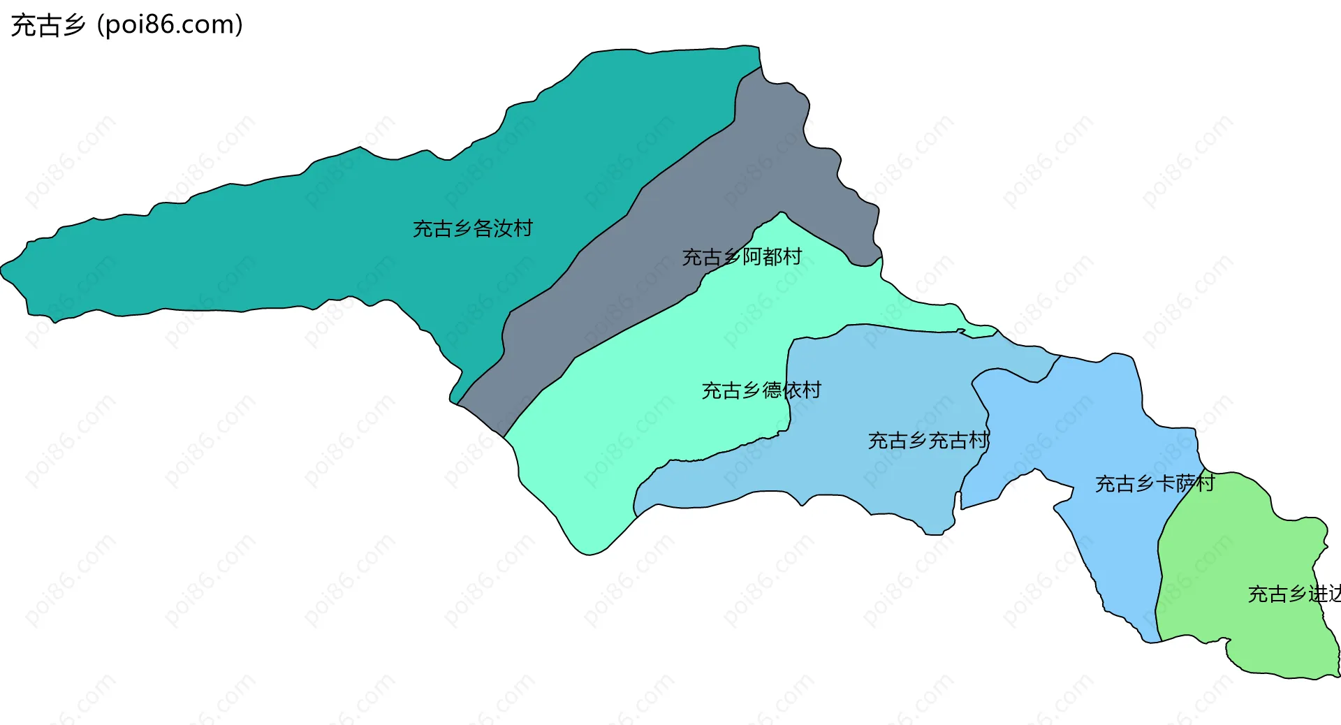 充古乡边界地图(五级行政区划)