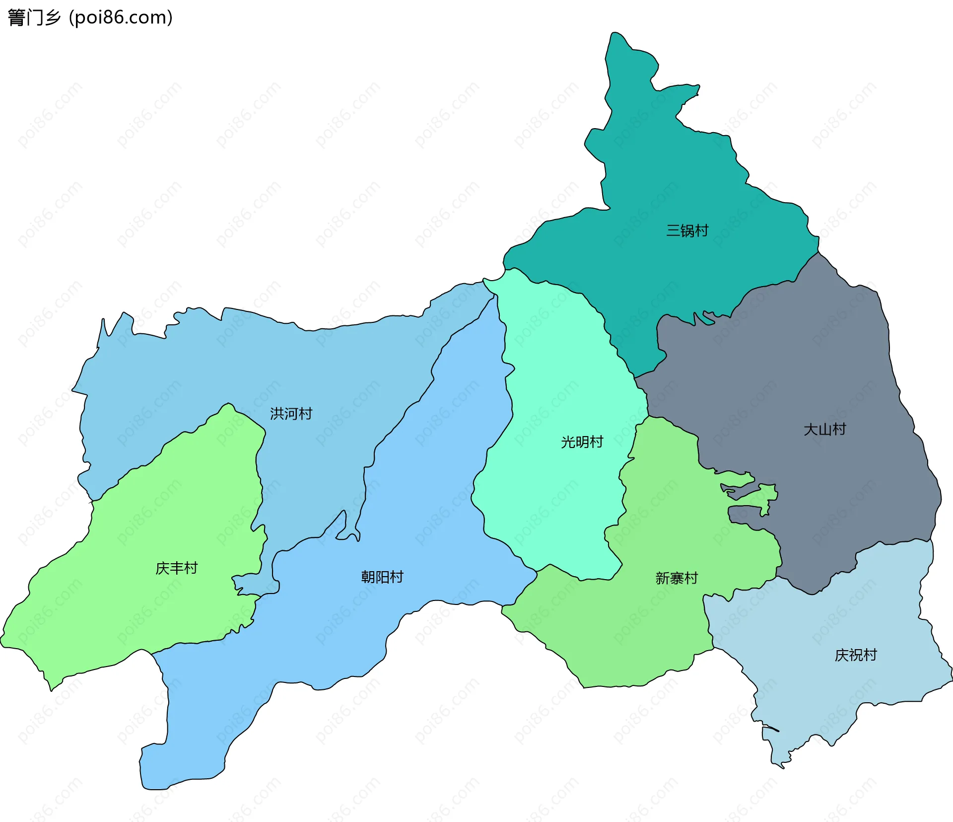 箐门乡边界地图(五级行政区划)