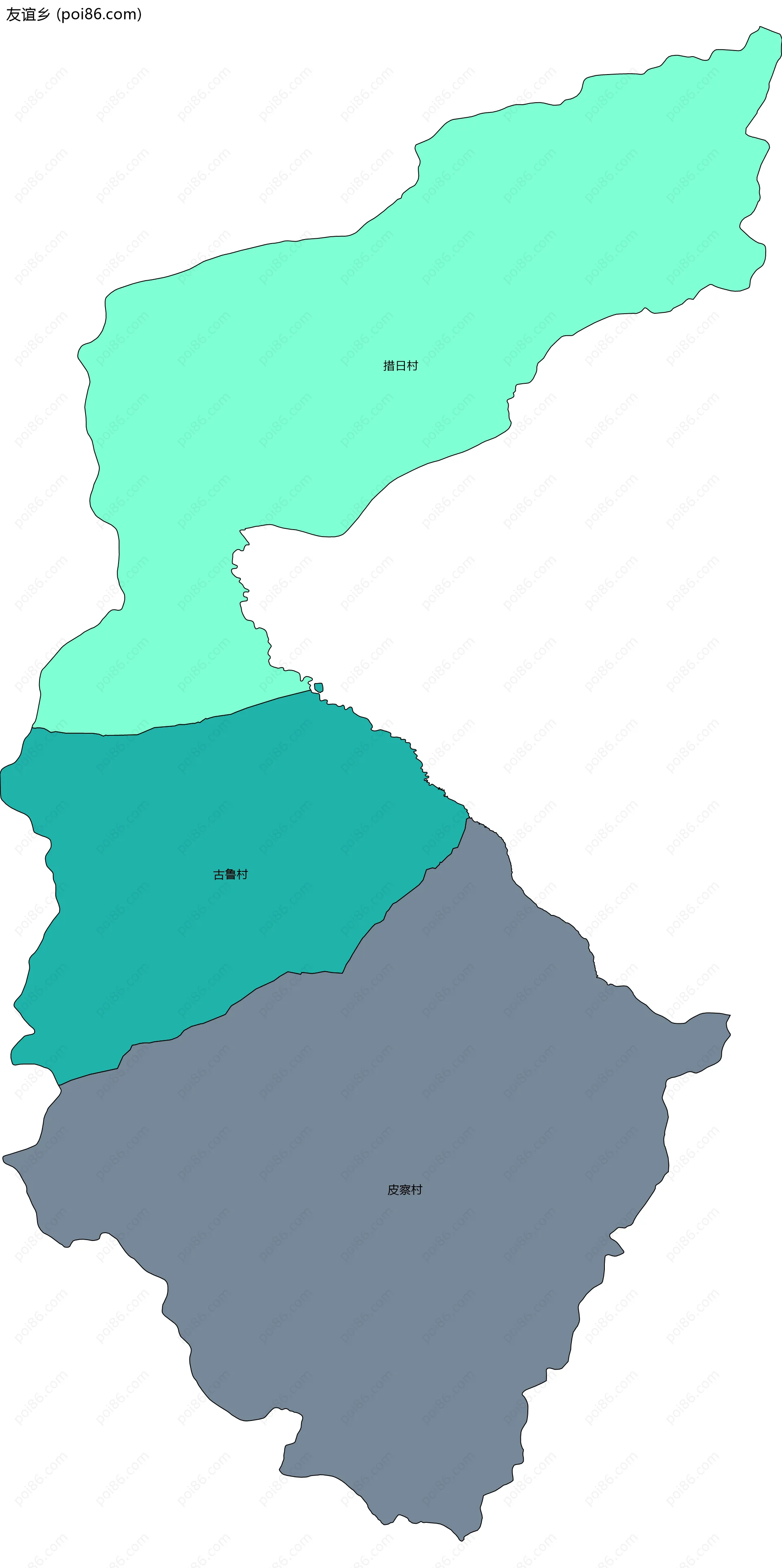 友谊乡边界地图(五级行政区划)
