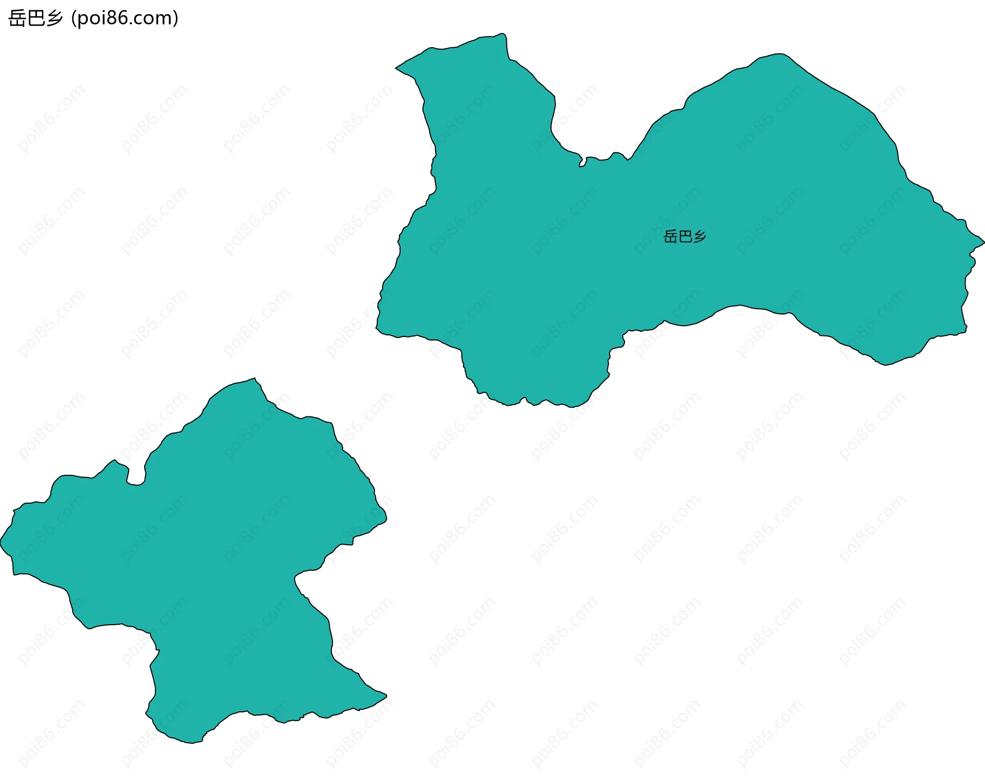 岳巴乡边界地图(五级行政区划)