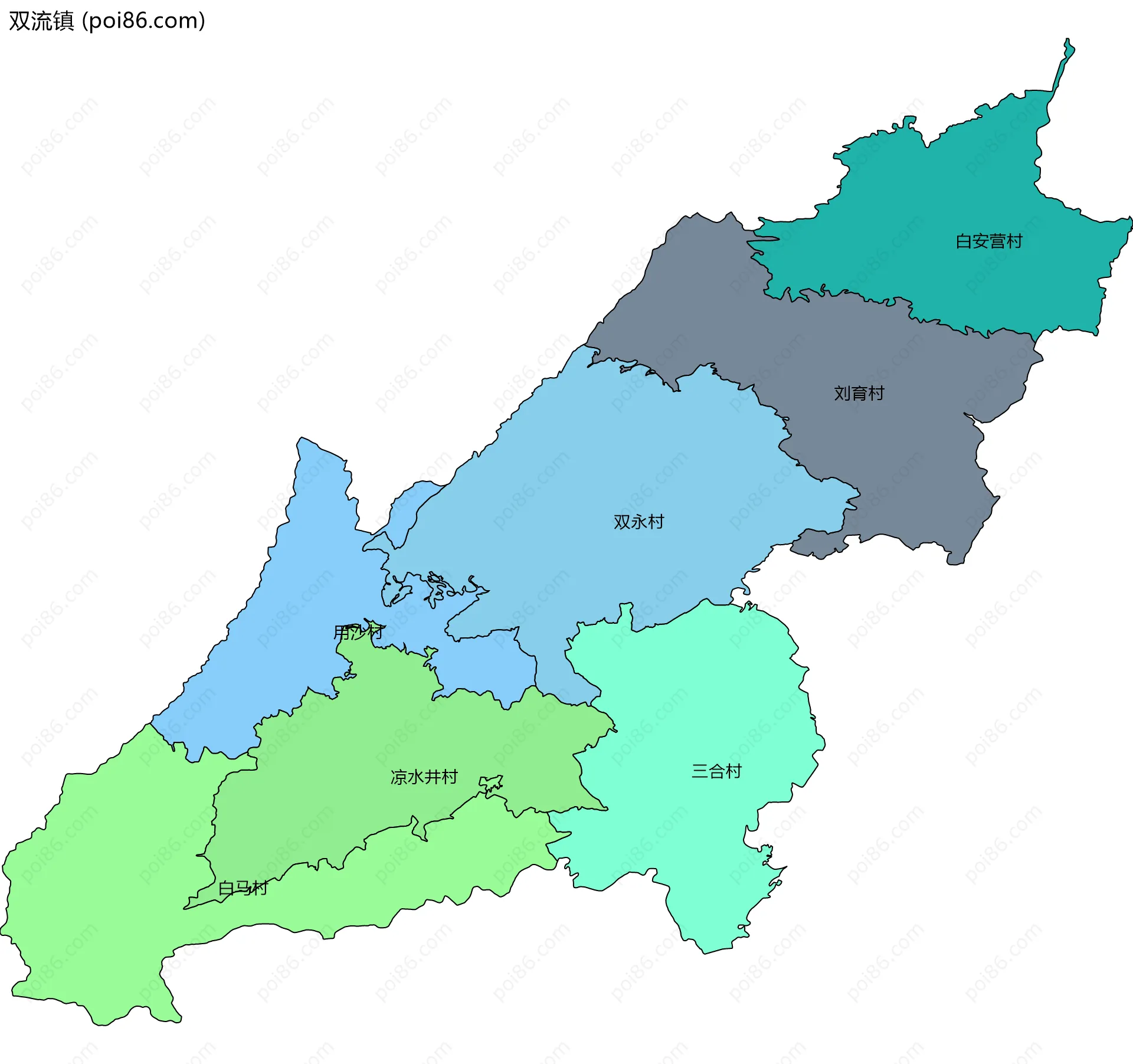双流镇边界地图(五级行政区划)