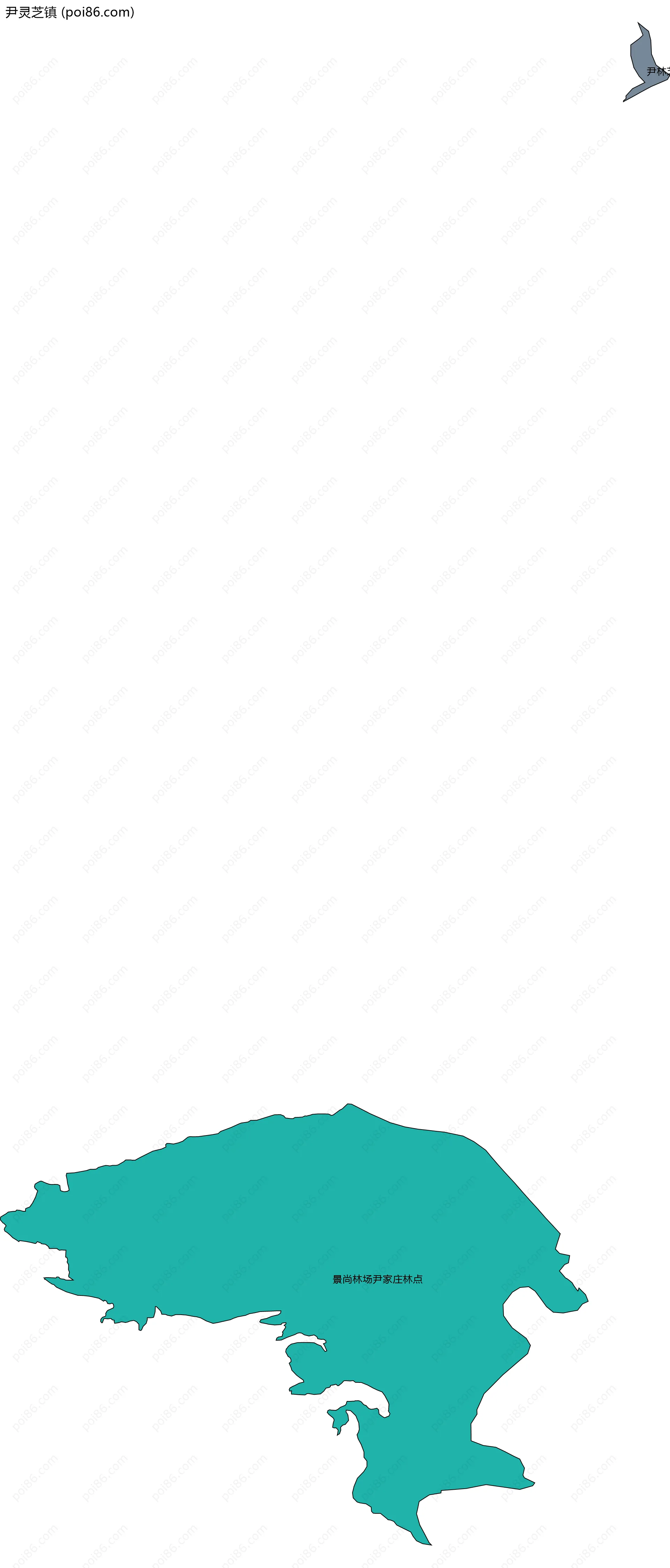 尹灵芝镇边界地图(五级行政区划)