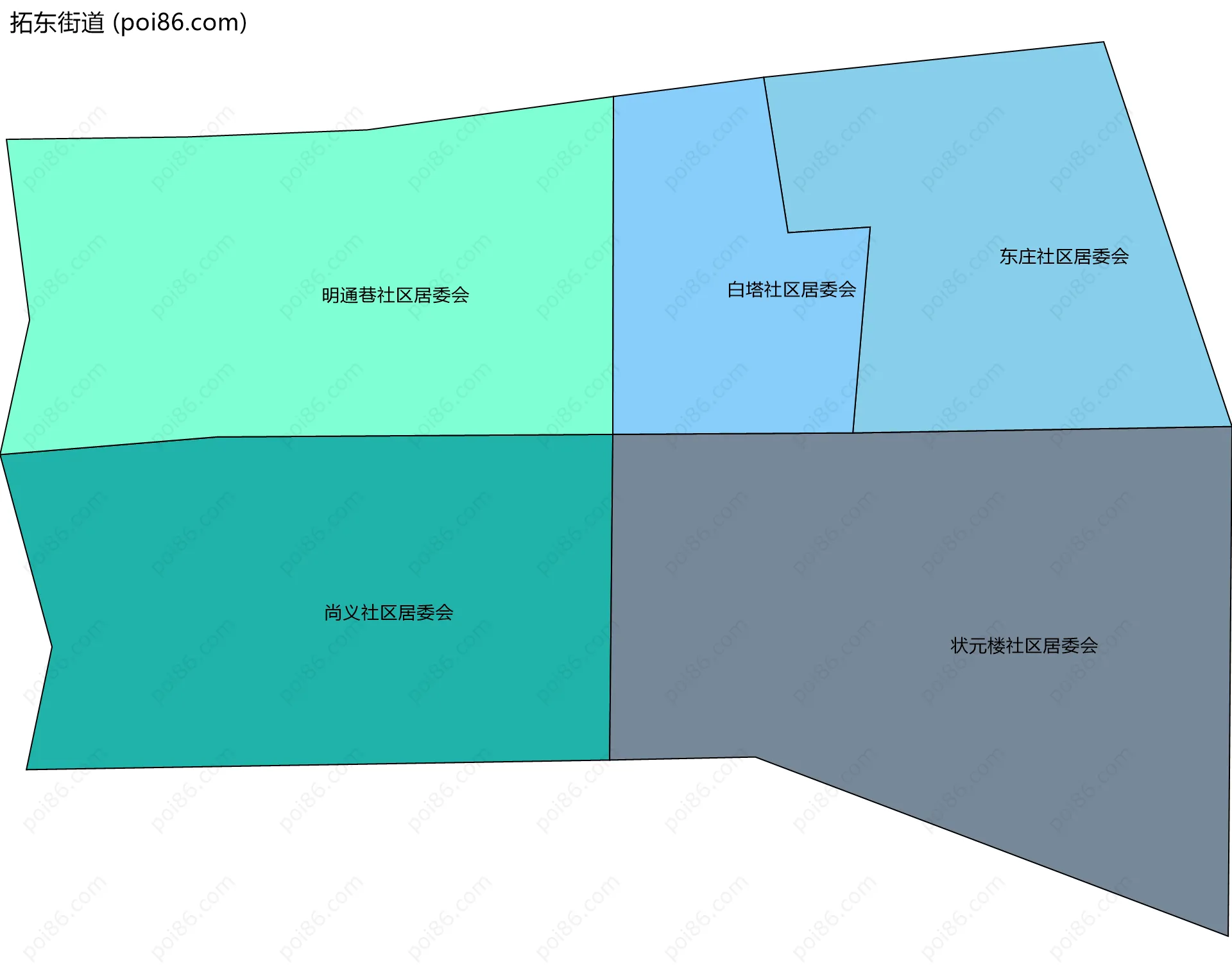 拓东街道边界地图(五级行政区划)