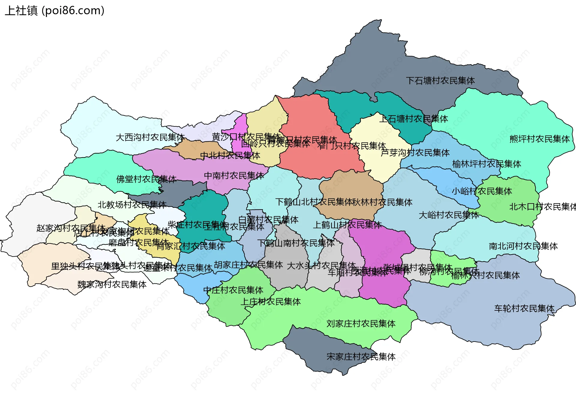 上社镇边界地图(五级行政区划)