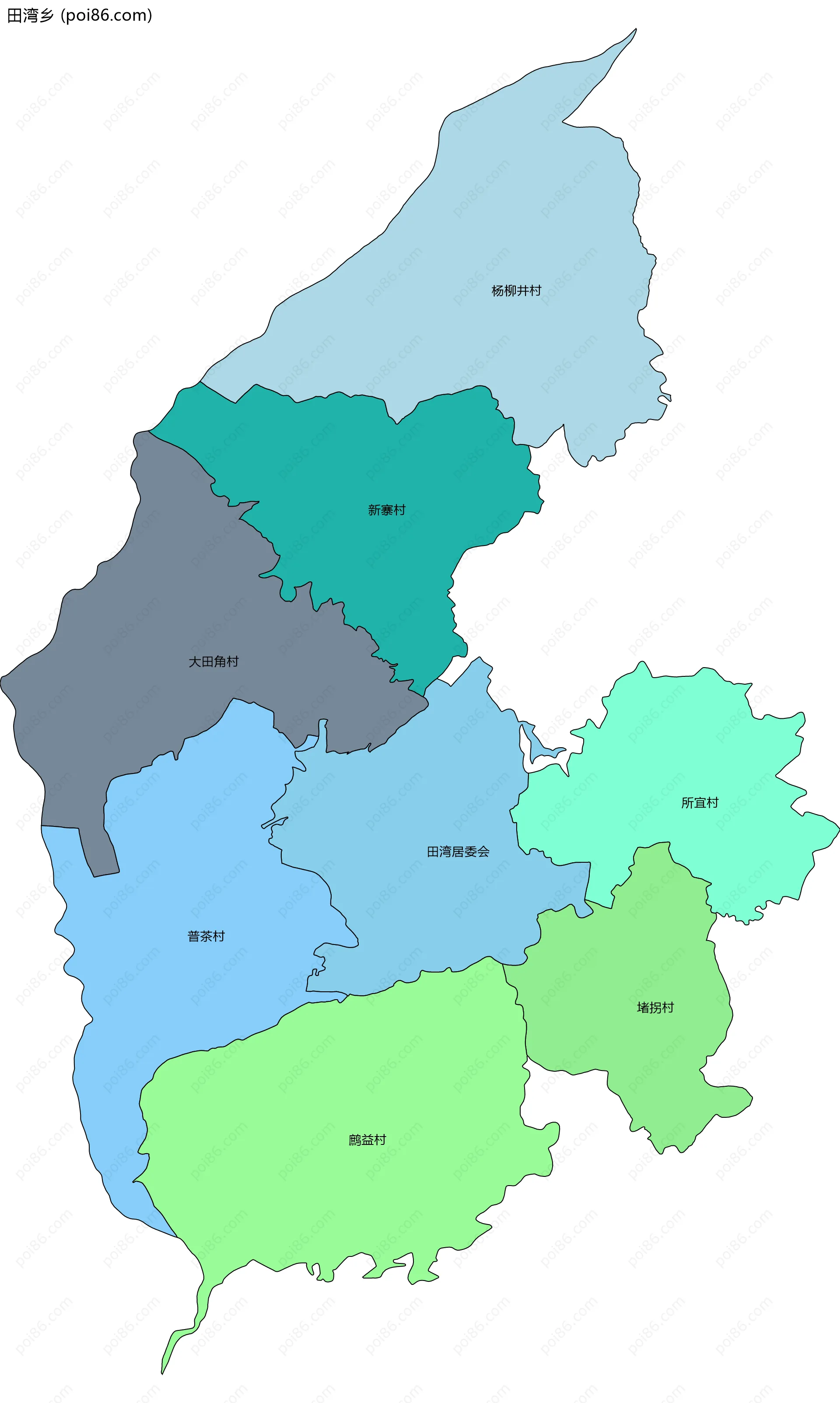 田湾乡边界地图(五级行政区划)