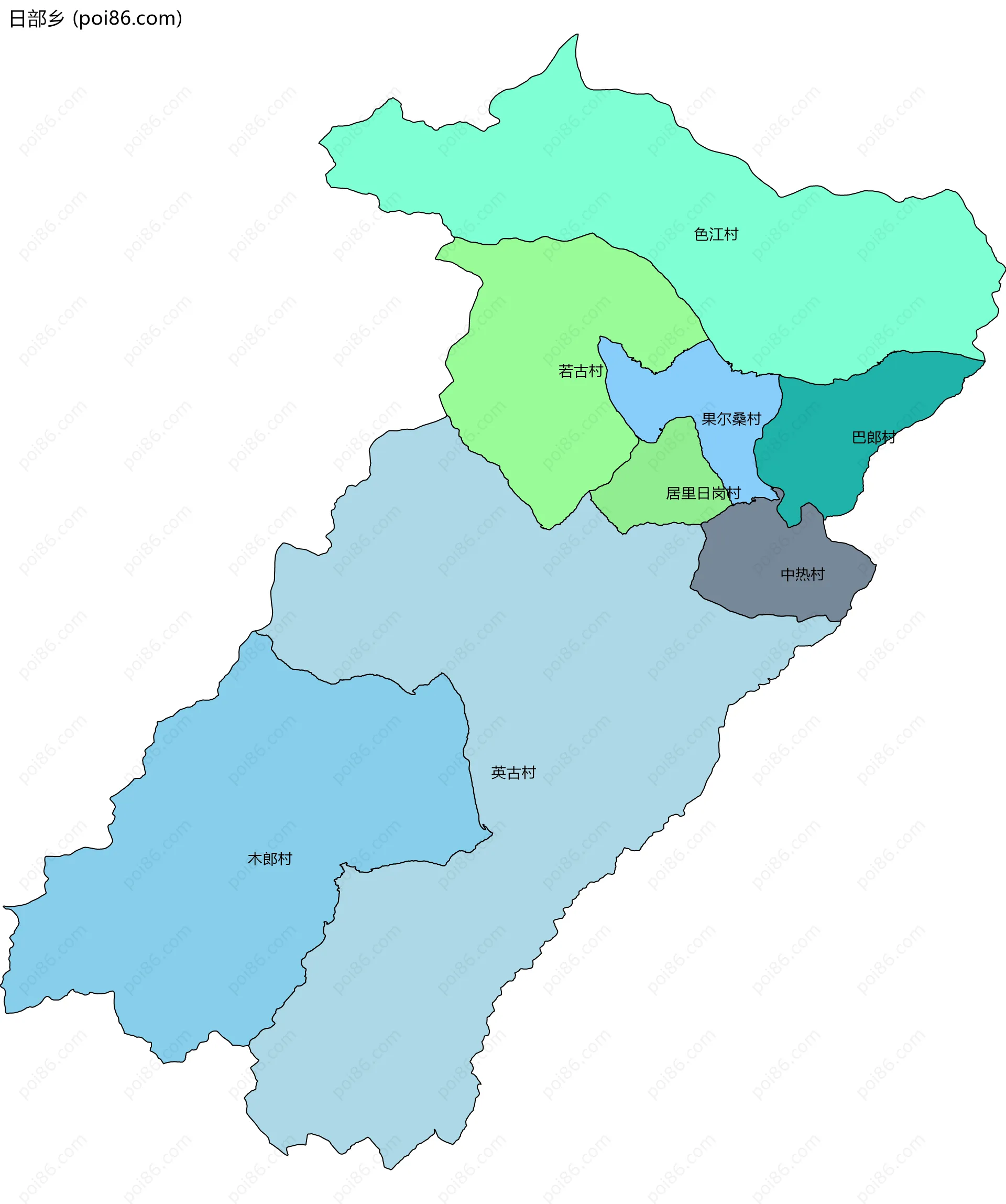 日部乡边界地图(五级行政区划)