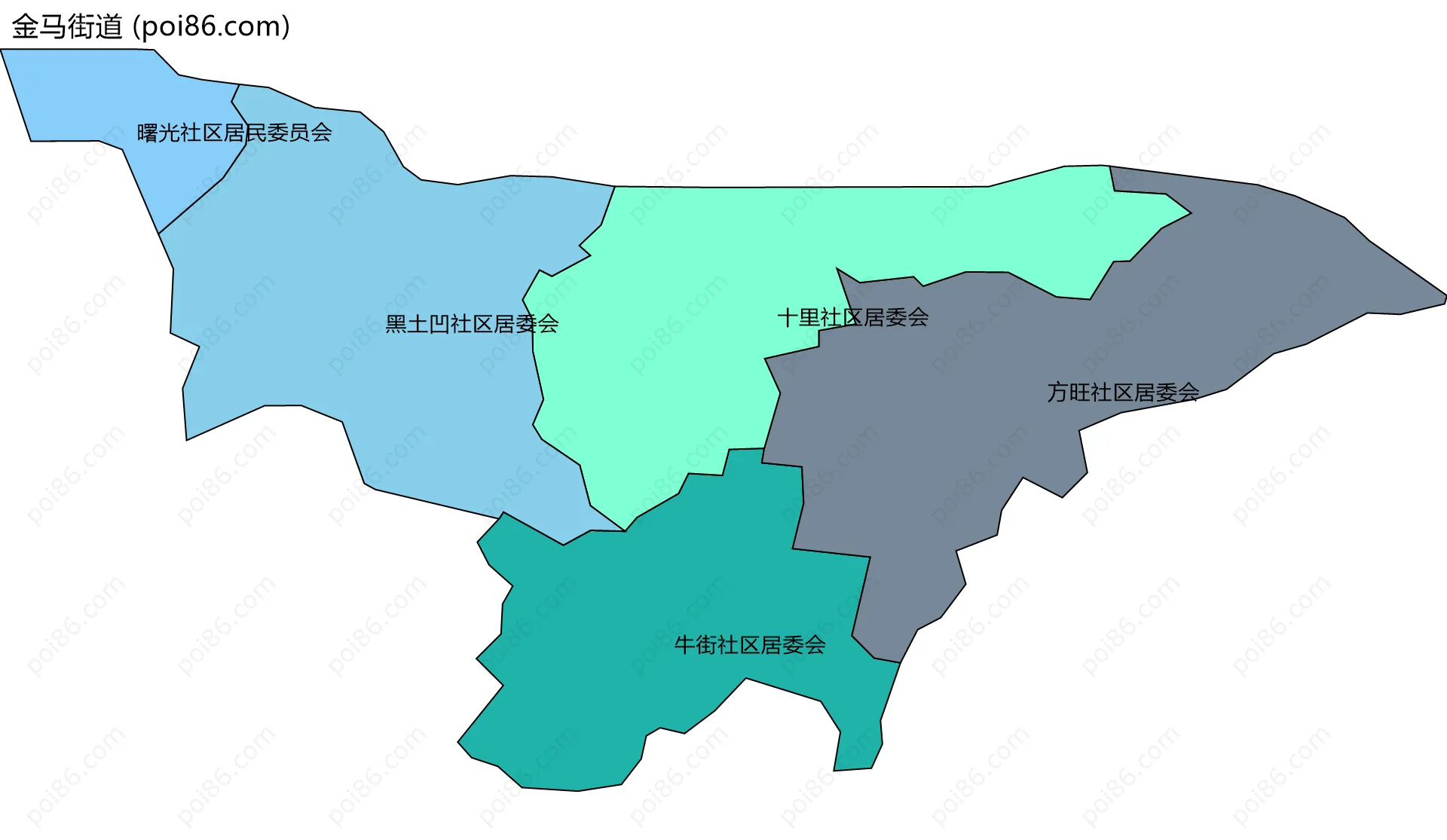 金马街道边界地图(五级行政区划)