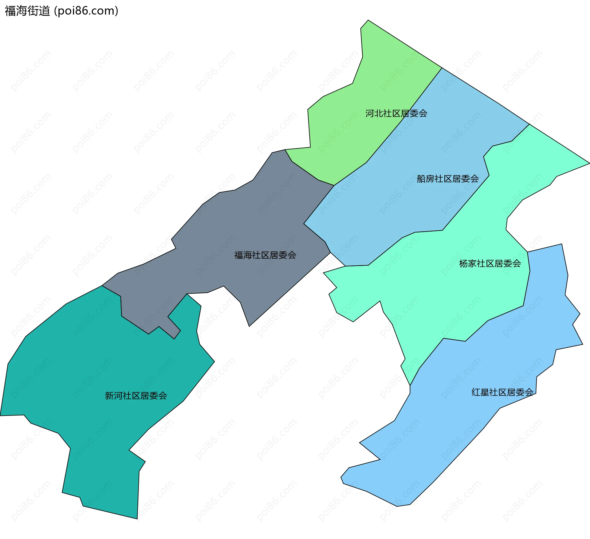福海街道边界地图(五级行政区划)
