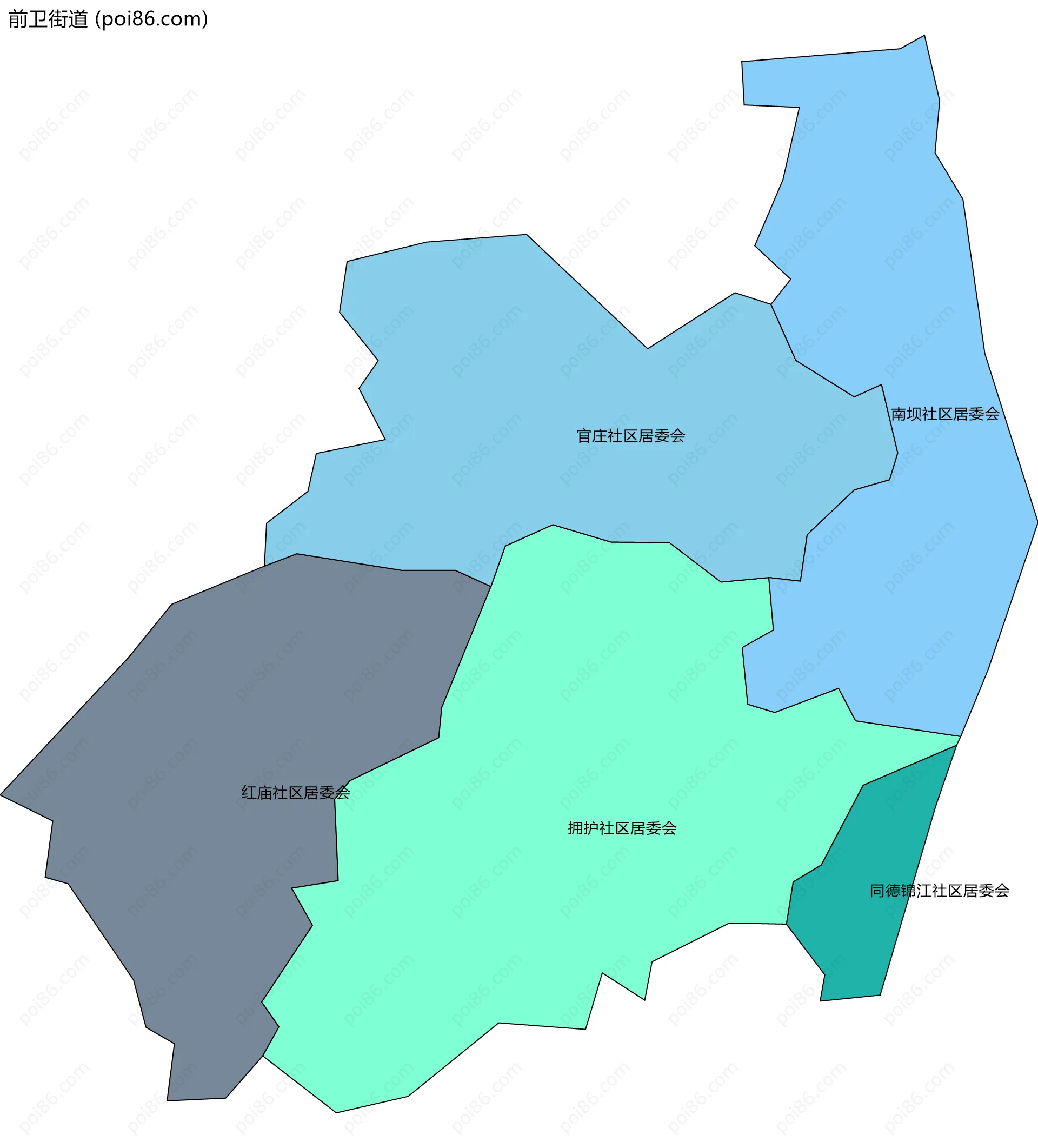 前卫街道边界地图(五级行政区划)