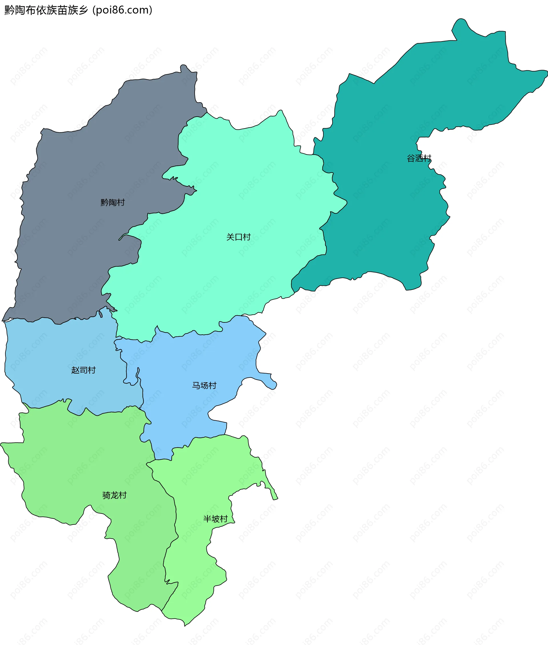 黔陶布依族苗族乡边界地图(五级行政区划)