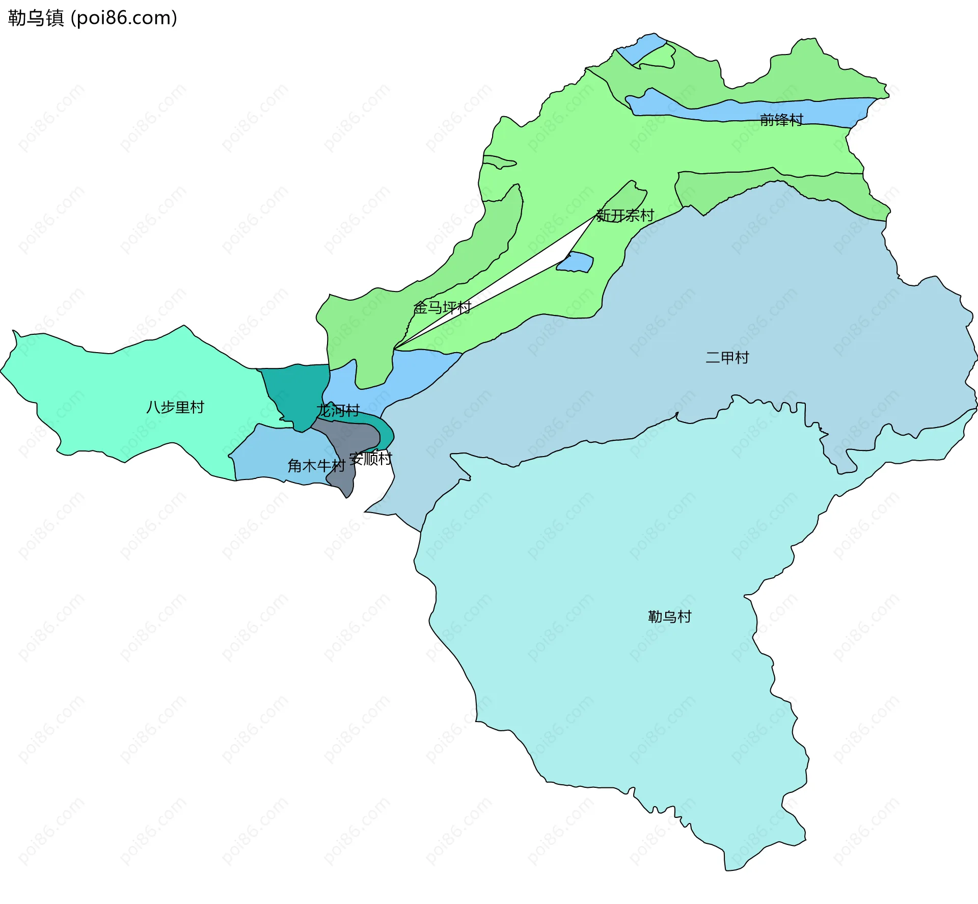 勒乌镇边界地图(五级行政区划)