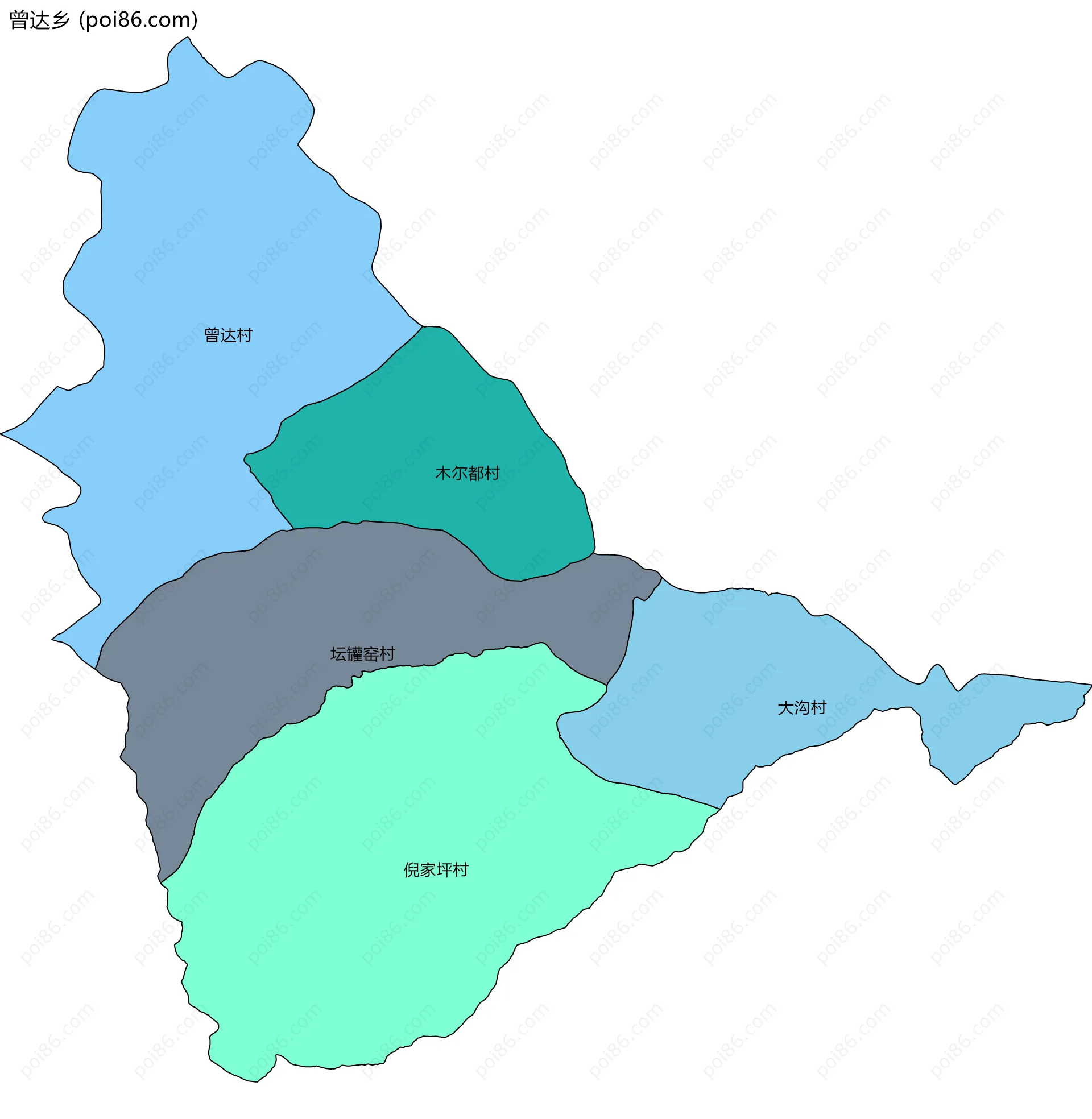 曾达乡边界地图(五级行政区划)