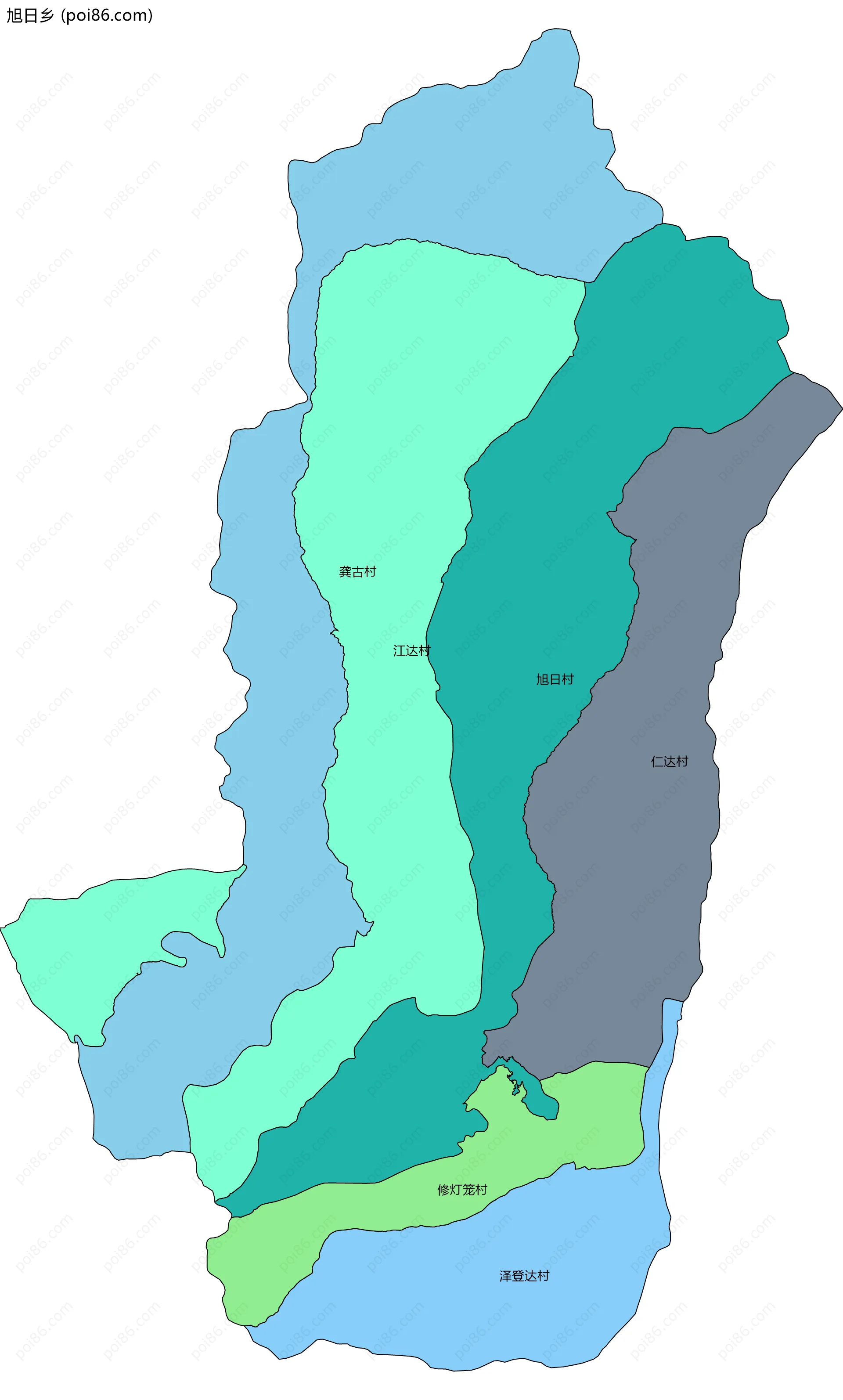 旭日乡边界地图(五级行政区划)