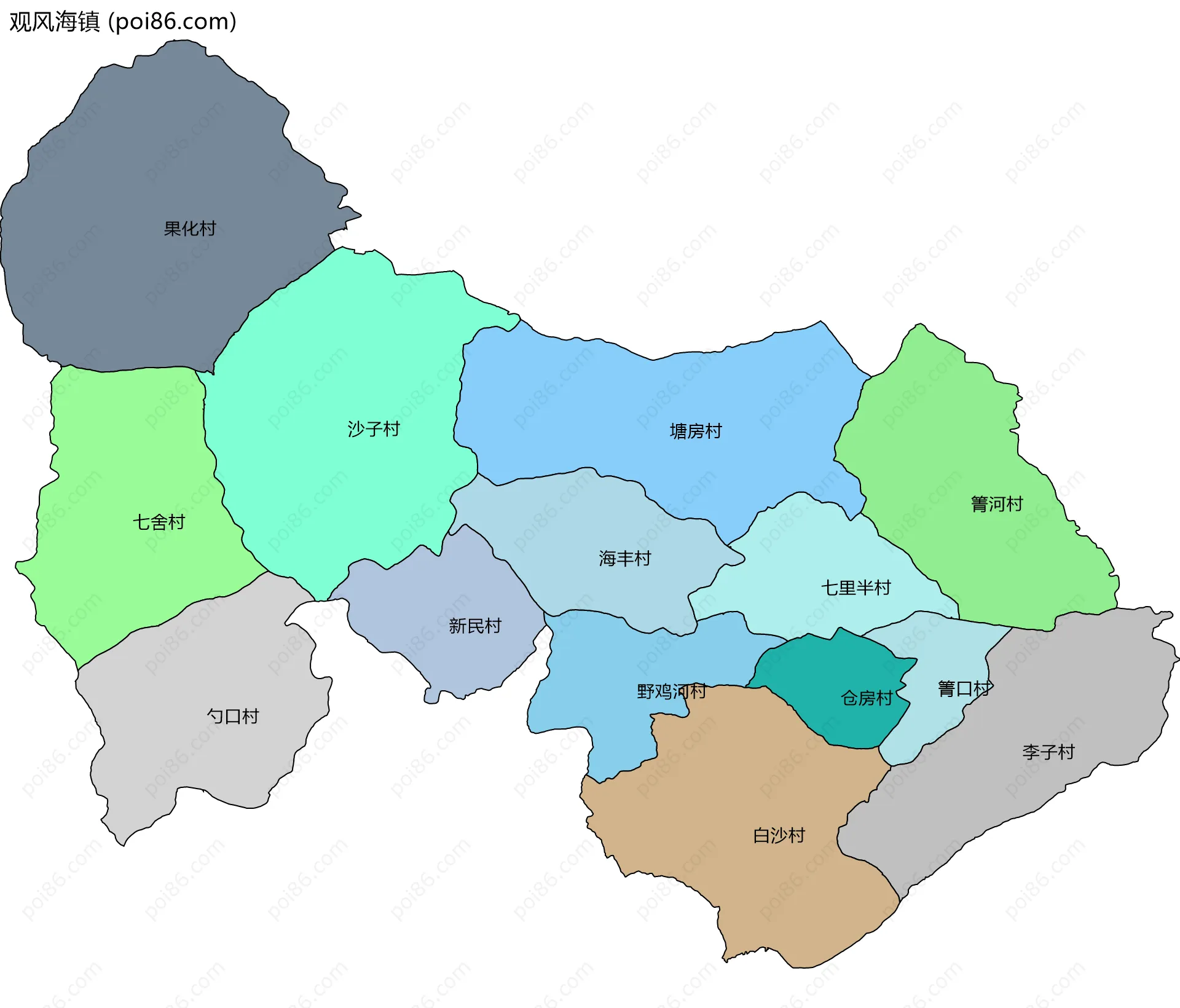 观风海镇边界地图(五级行政区划)
