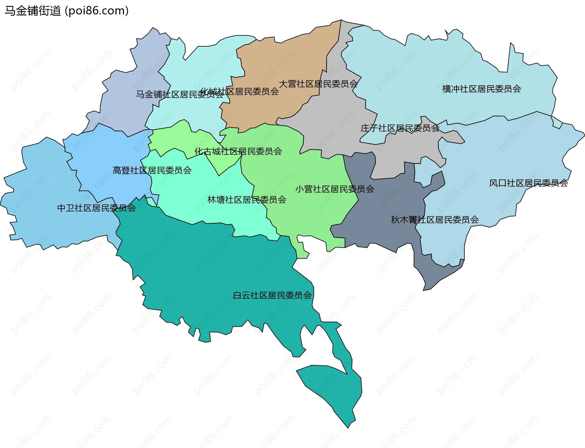 马金铺街道边界地图(五级行政区划)