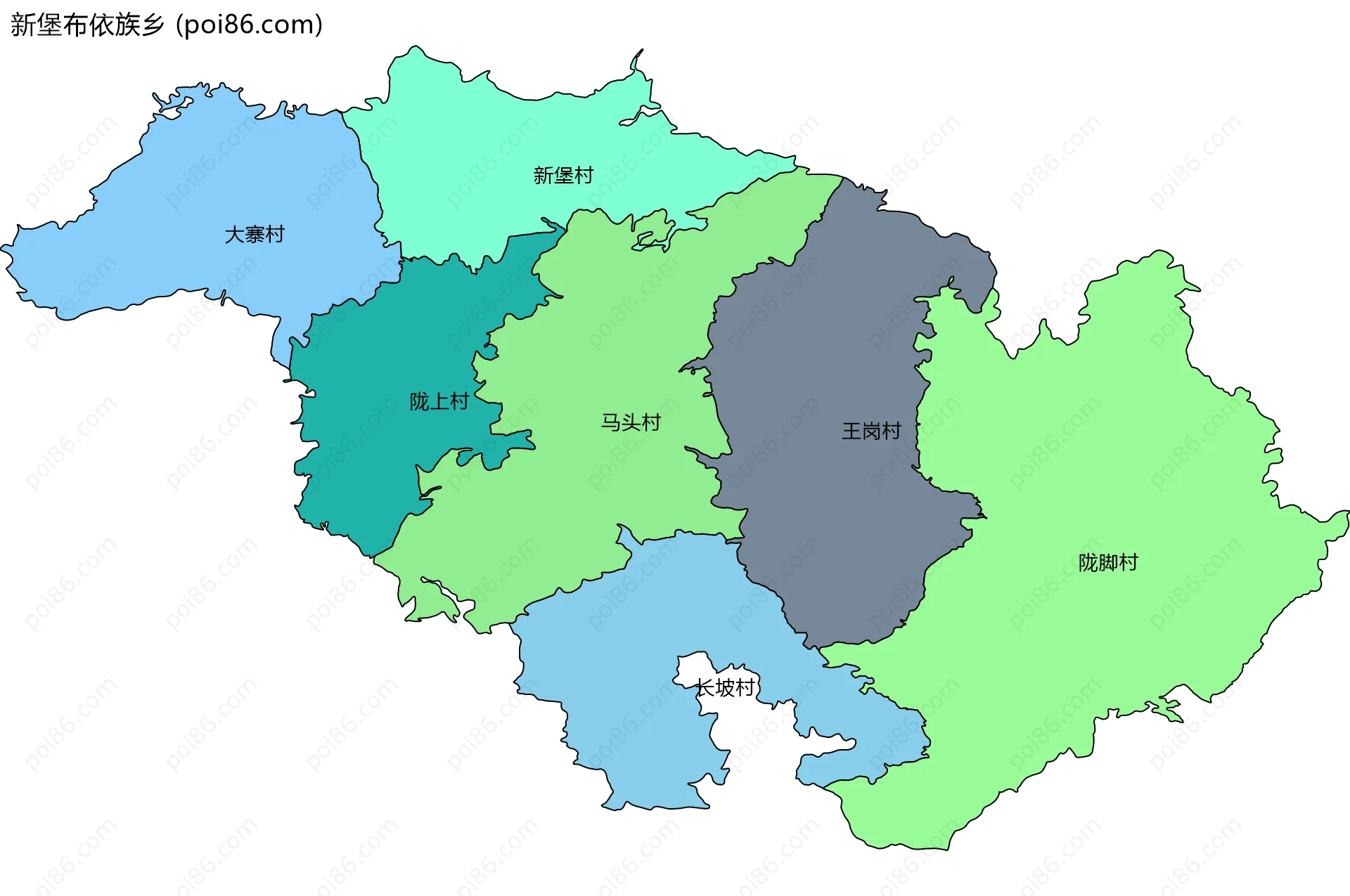 新堡布依族乡边界地图(五级行政区划)