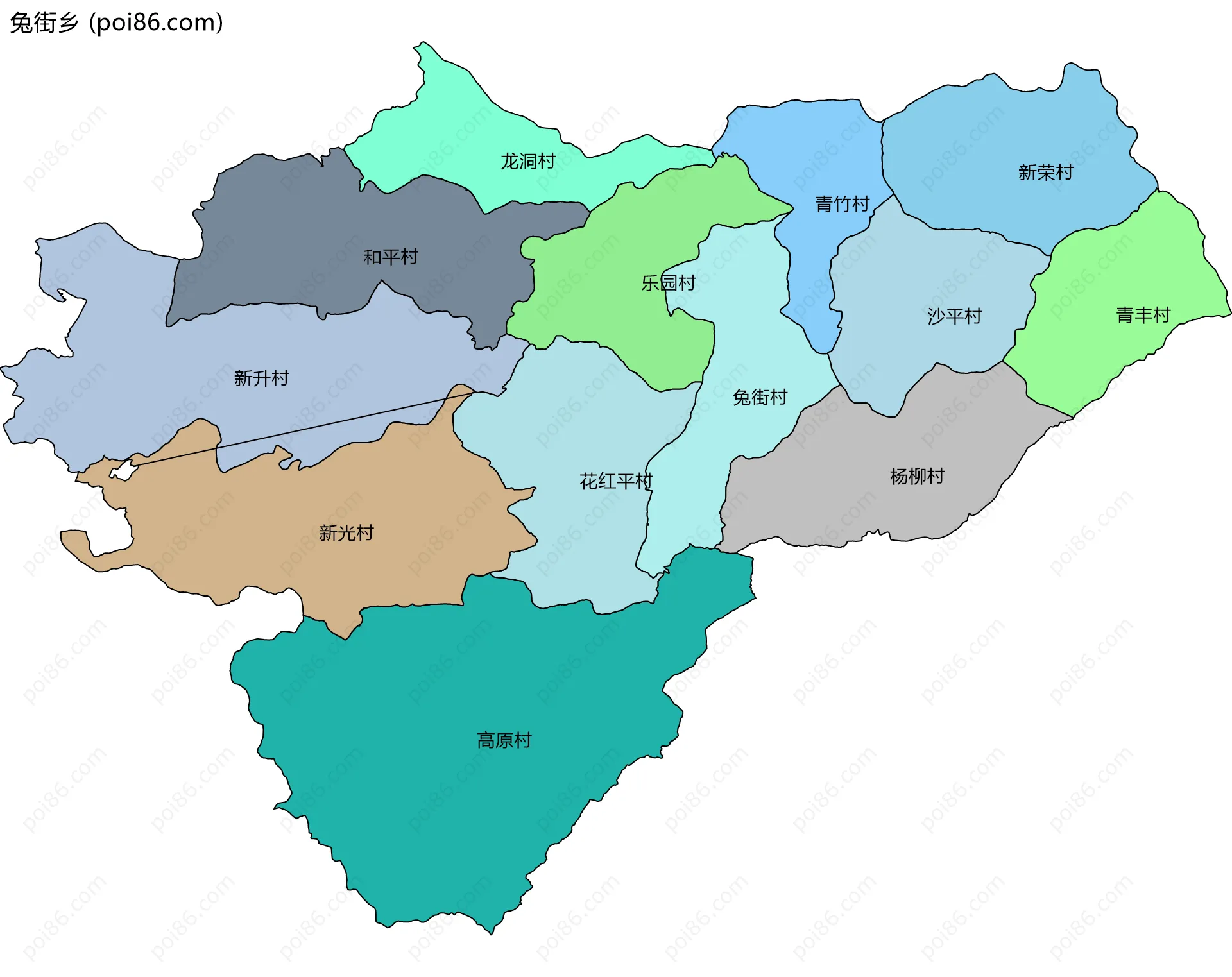 兔街乡边界地图(五级行政区划)