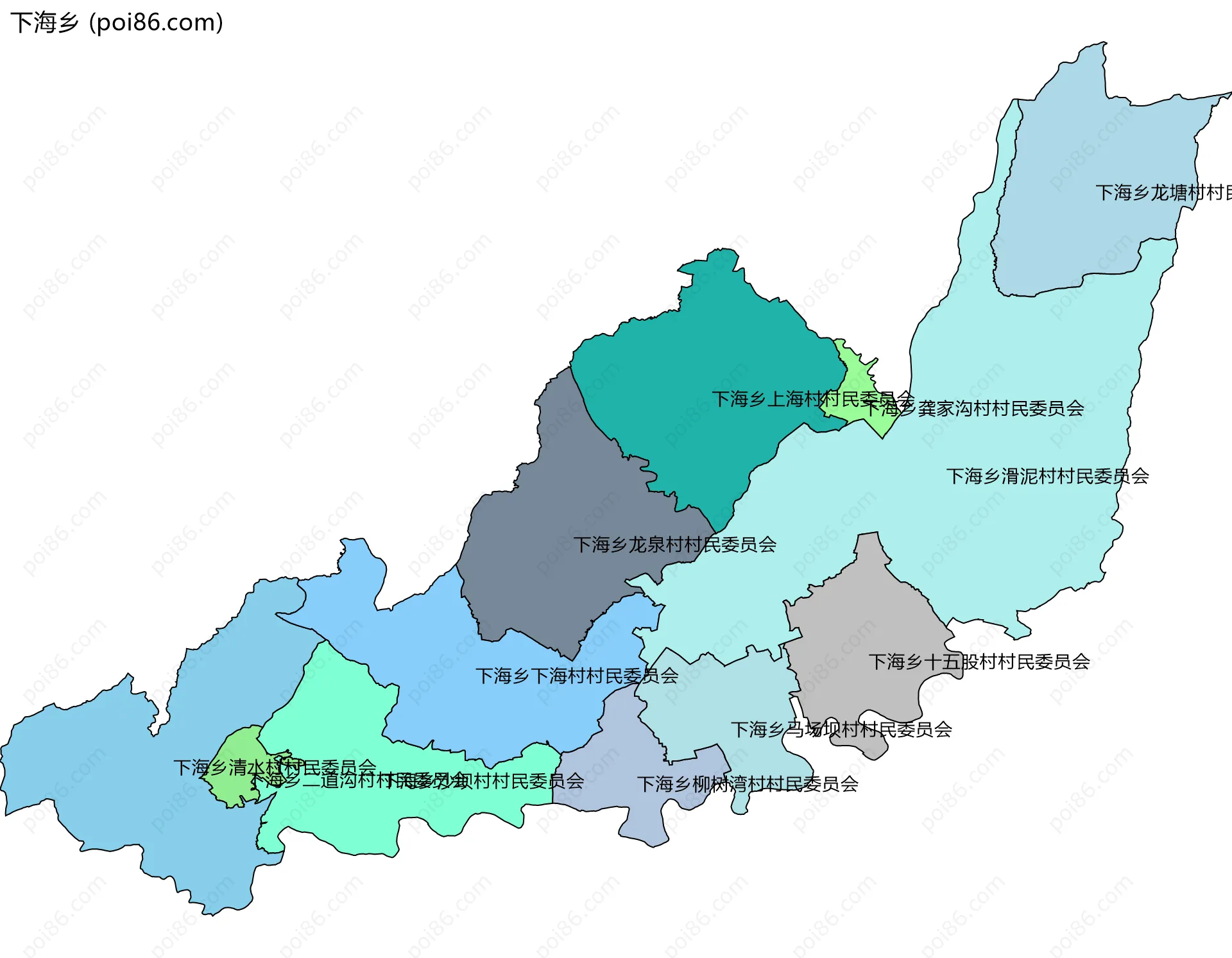 下海乡边界地图(五级行政区划)