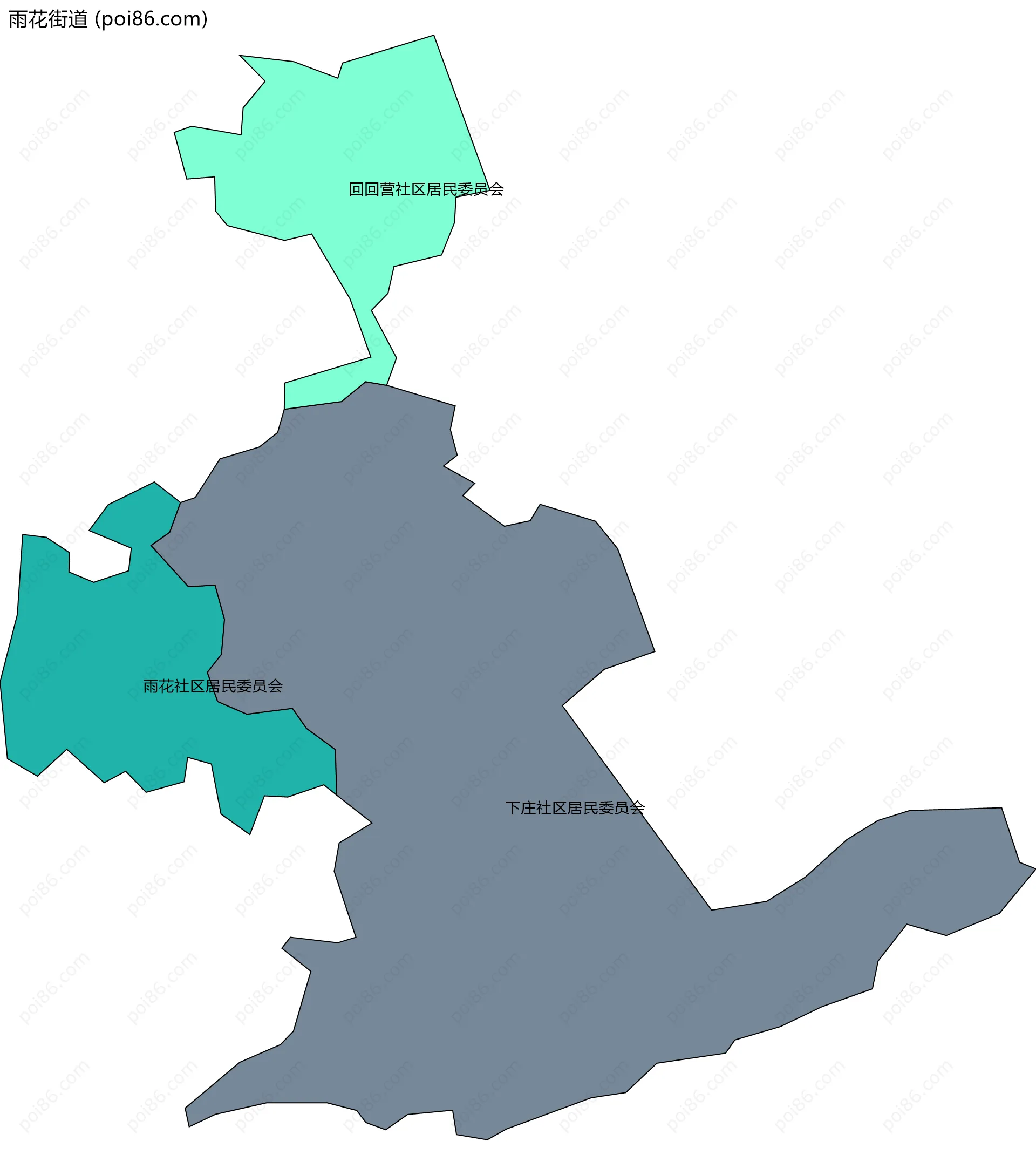 雨花街道边界地图(五级行政区划)