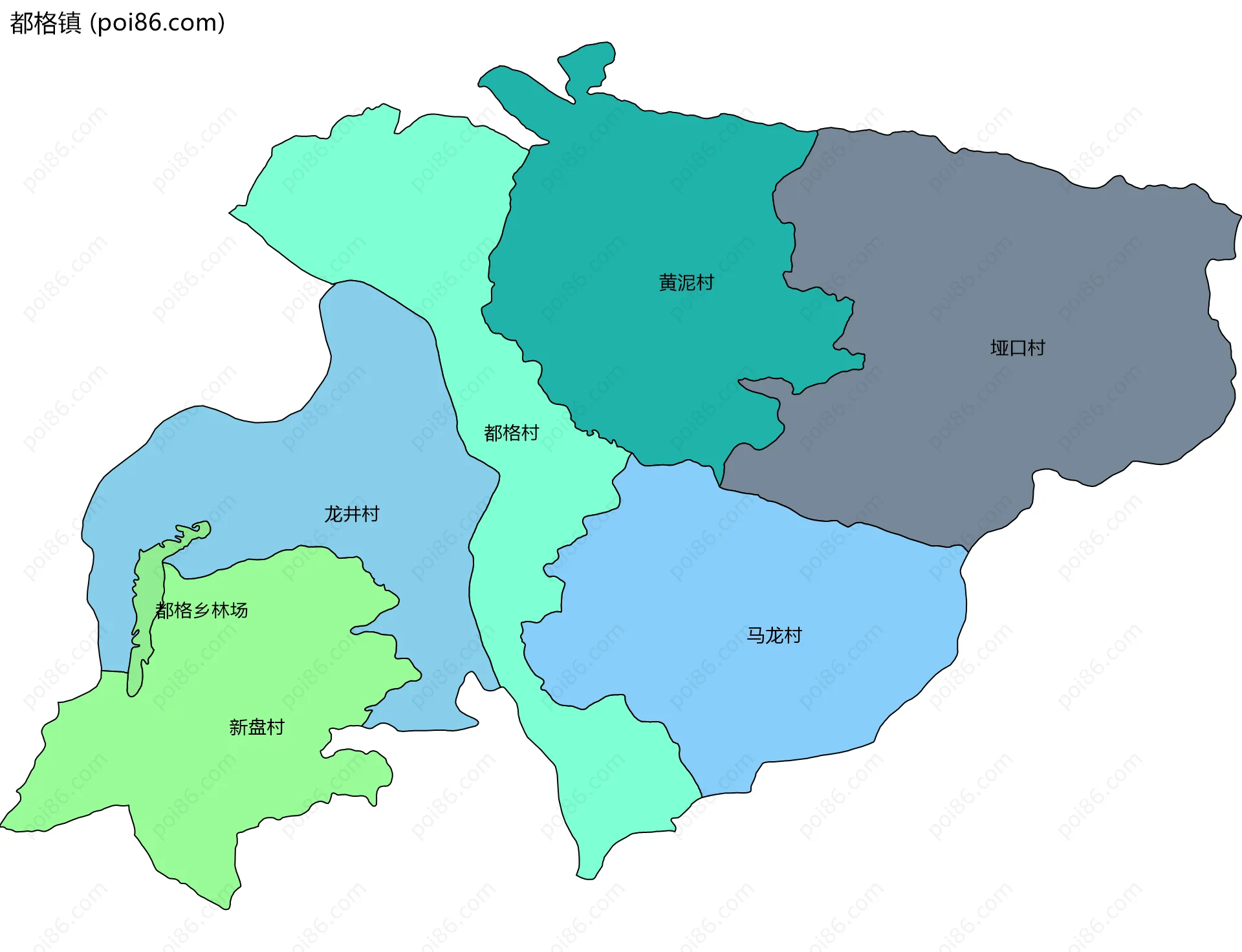 都格镇边界地图(五级行政区划)