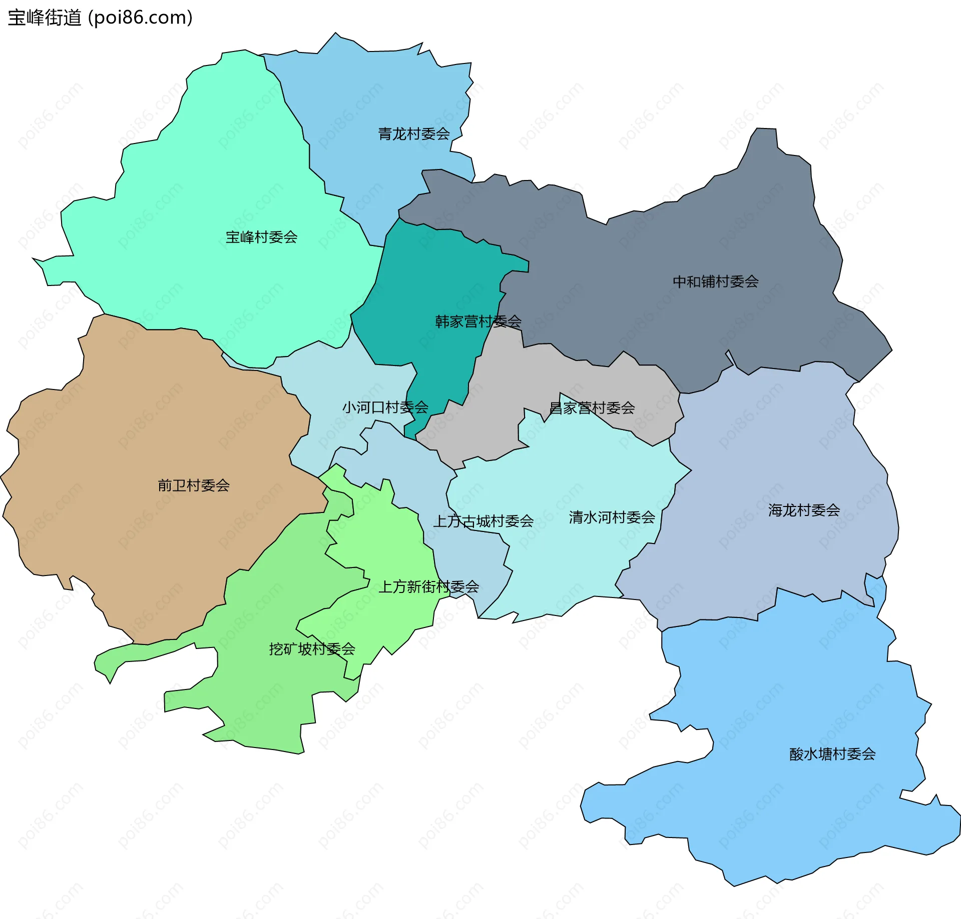 宝峰街道边界地图(五级行政区划)
