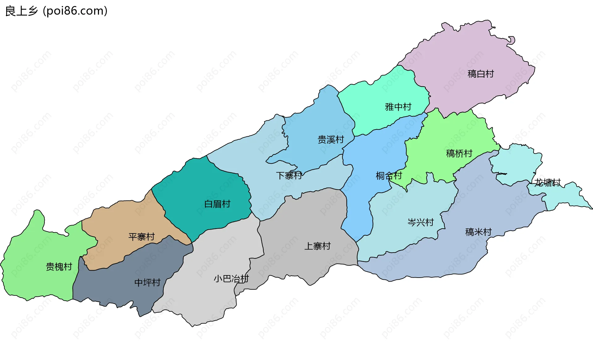 良上乡边界地图(五级行政区划)