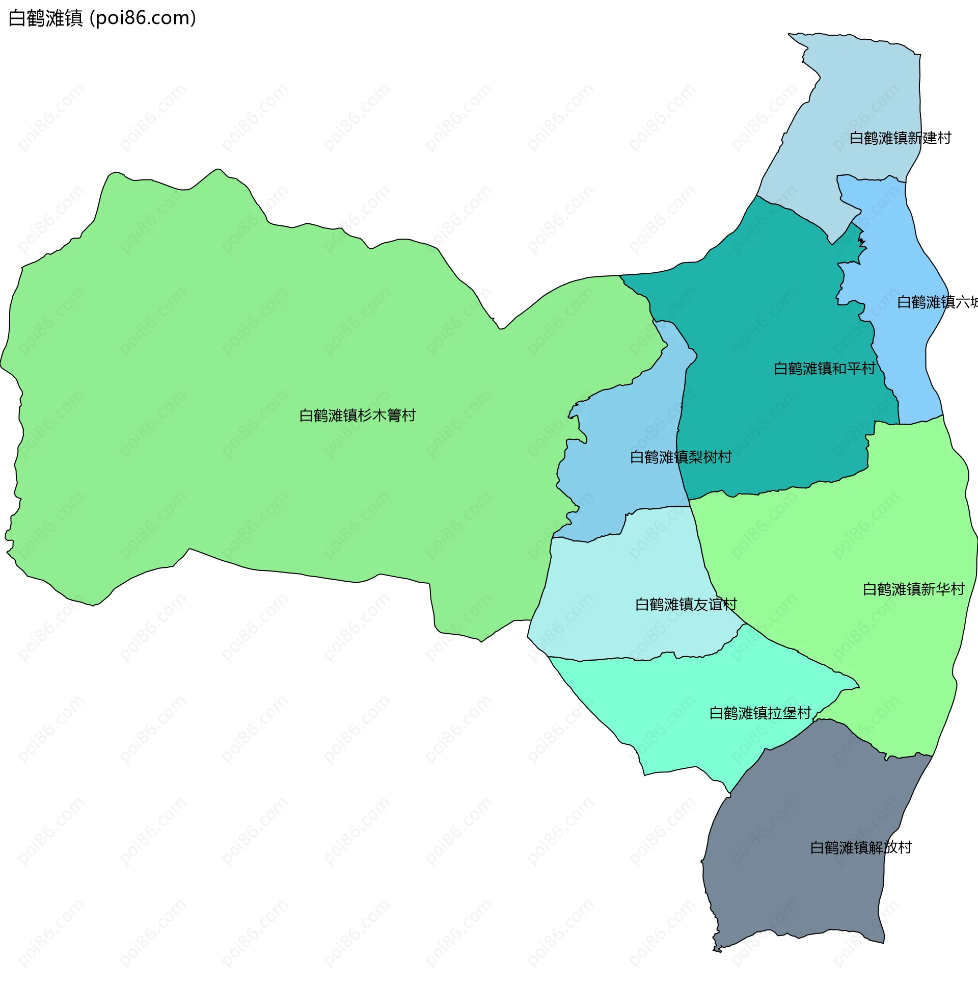 白鹤滩镇边界地图(五级行政区划)