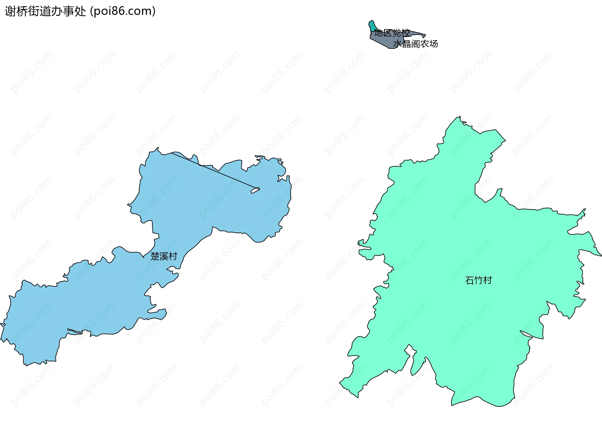谢桥街道办事处边界地图(五级行政区划)