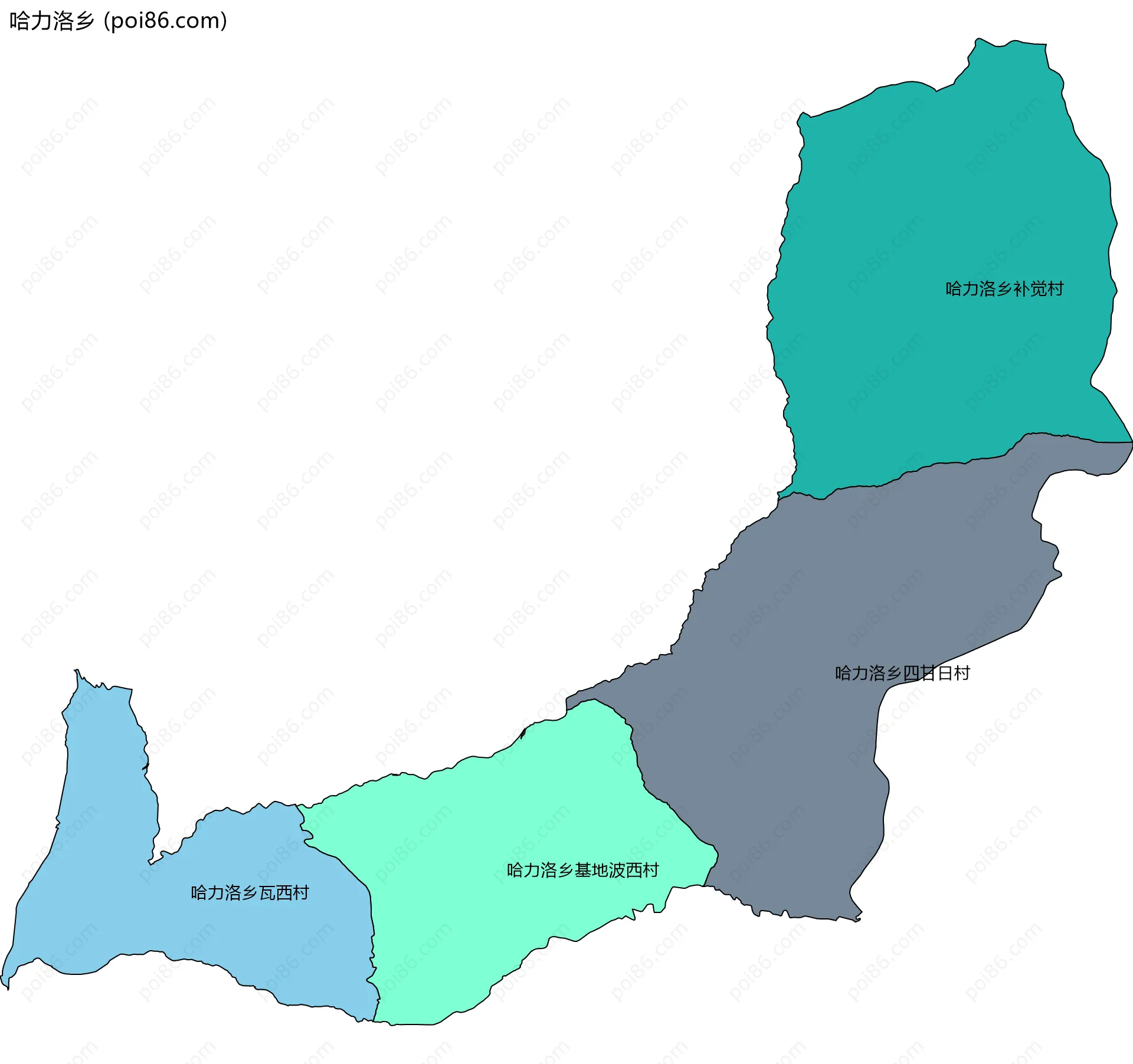 哈力洛乡边界地图(五级行政区划)